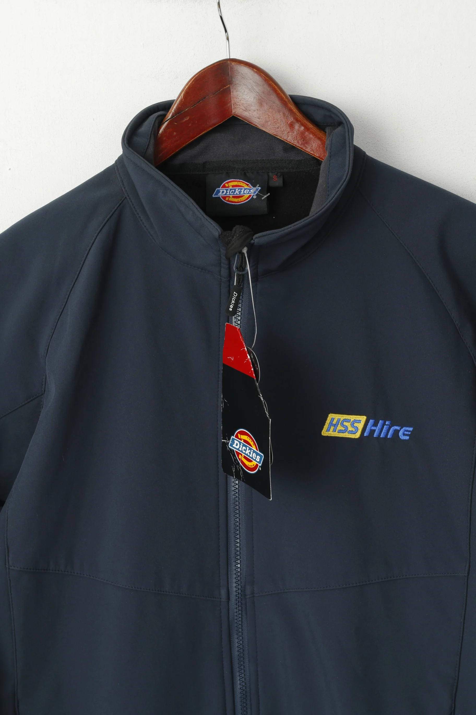 New Dickies Men S Jacket Navy Workwear Softshell Full Zipper Hss Hire Zip Up Top - Image 2