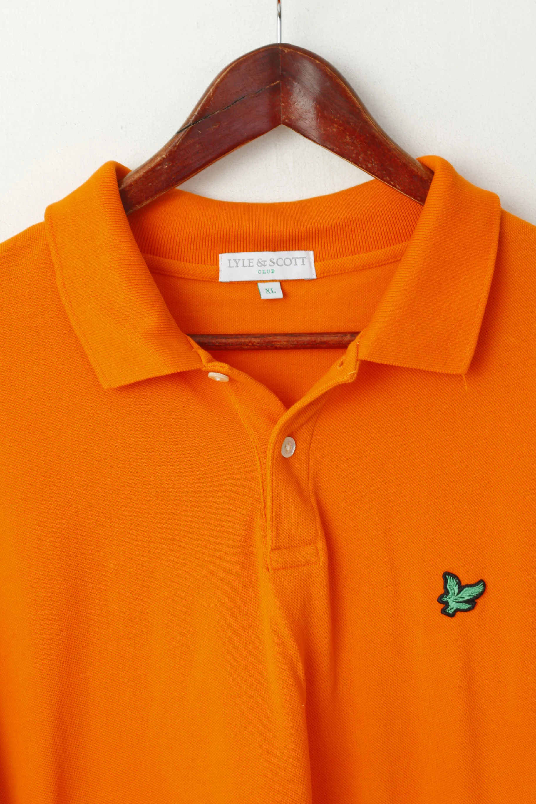 Lyle & Scott Club Men XL Polo Shirt Orange Cotton Short Sleeve Detailed Buttons Top - Image 2
