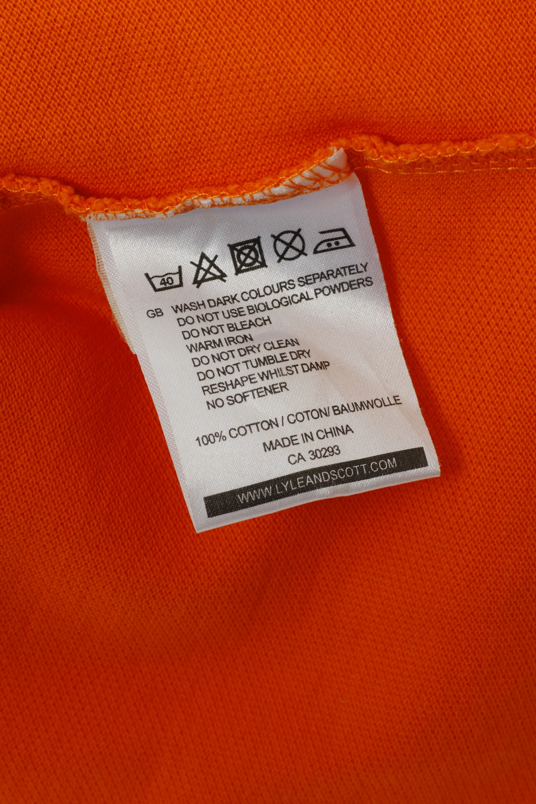 Lyle & Scott Club Men XL Polo Shirt Orange Cotton Short Sleeve Detailed Buttons Top - Image 4