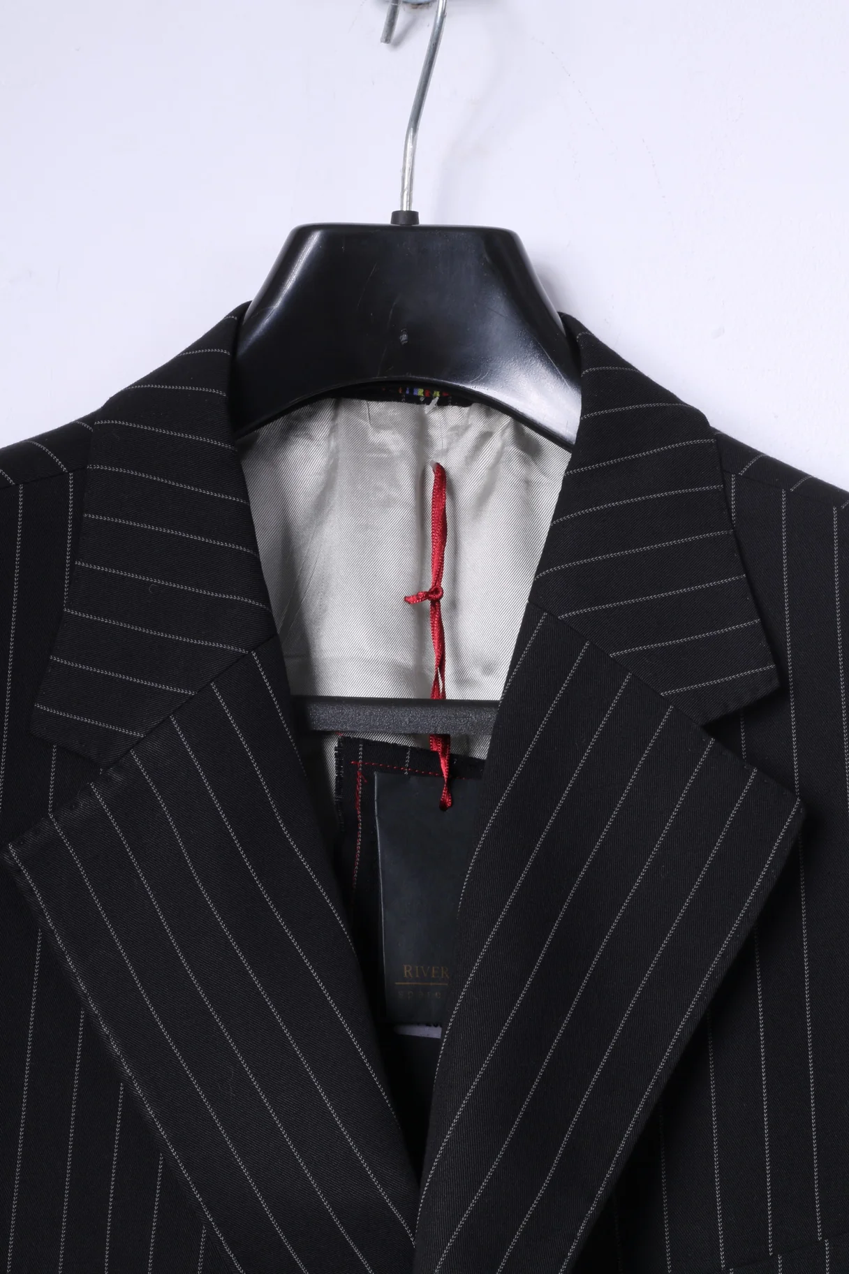 New River Island Mens 44R Blazer Black Striped Superior Quality Single Breasted Jacket - Image 2