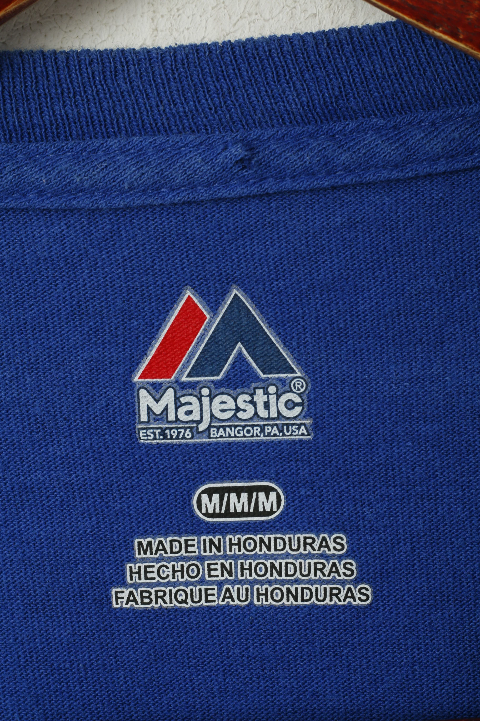 Majestic Men M Shirt Blue Cotton Los Angeles Dodgers Baseball Sport Top - Image 3