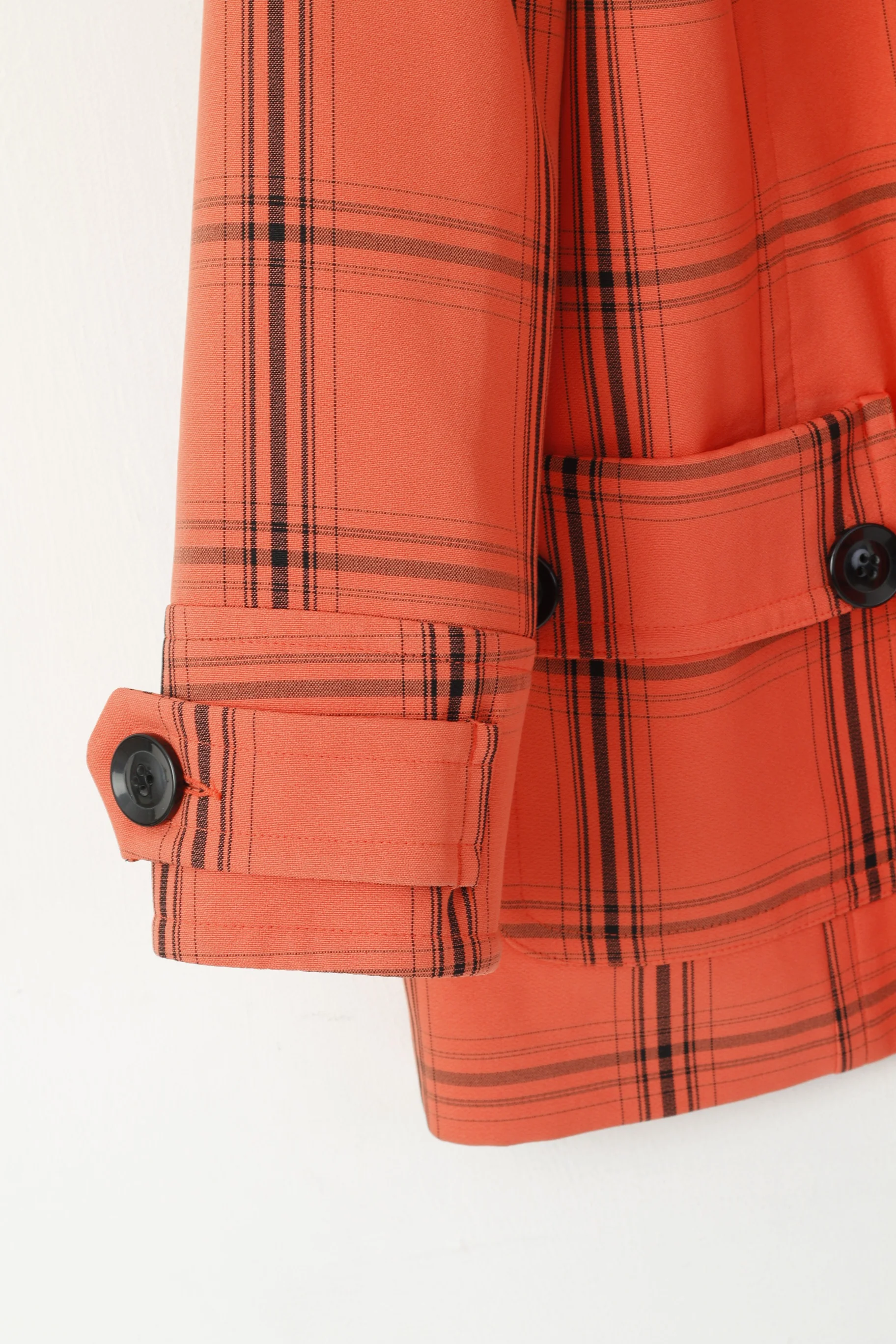 Wardrobe Essentials Women 24 52 XXL Duffle Coat Coral Check  Hooded Top - Image 3