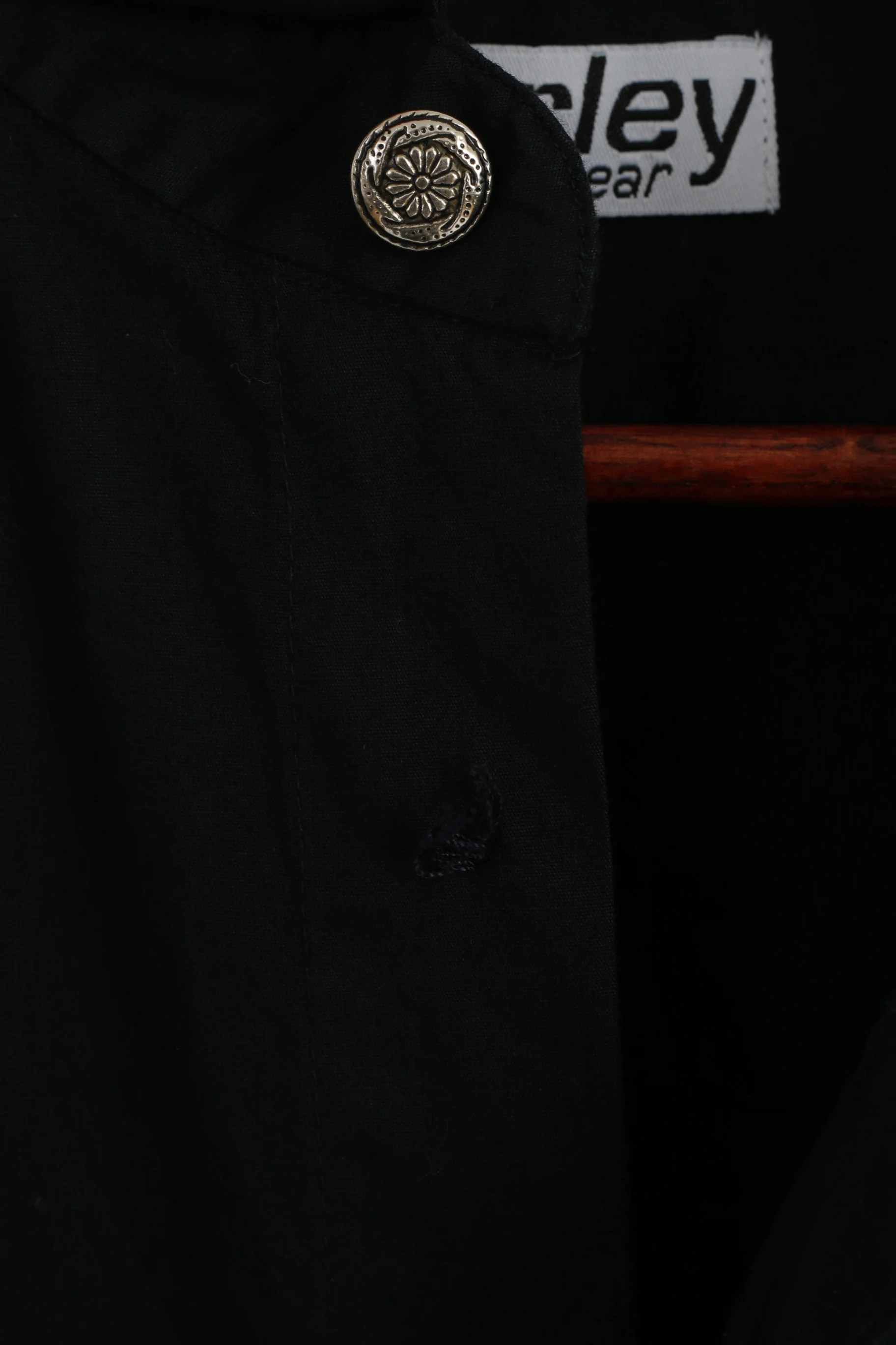 Corley Sportswear Men 45/46 XL Casual Shirt Black Silver Buttons Detailed Long Sleeve - Image 3