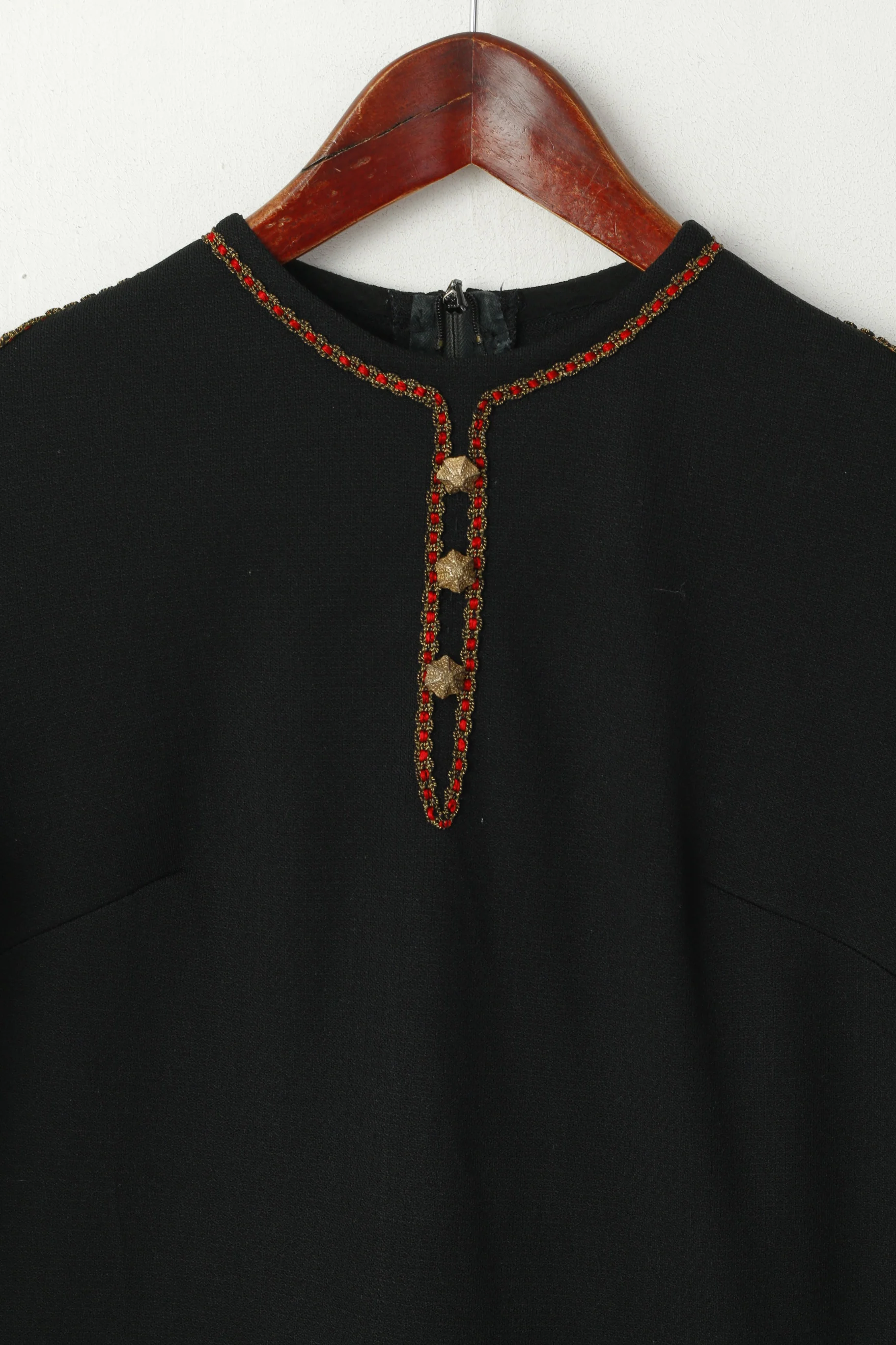 Kunert Women 40 S Mini Dress Black Diolen Loft Austria Gold Buttons Vintage Tyrol - Image 2