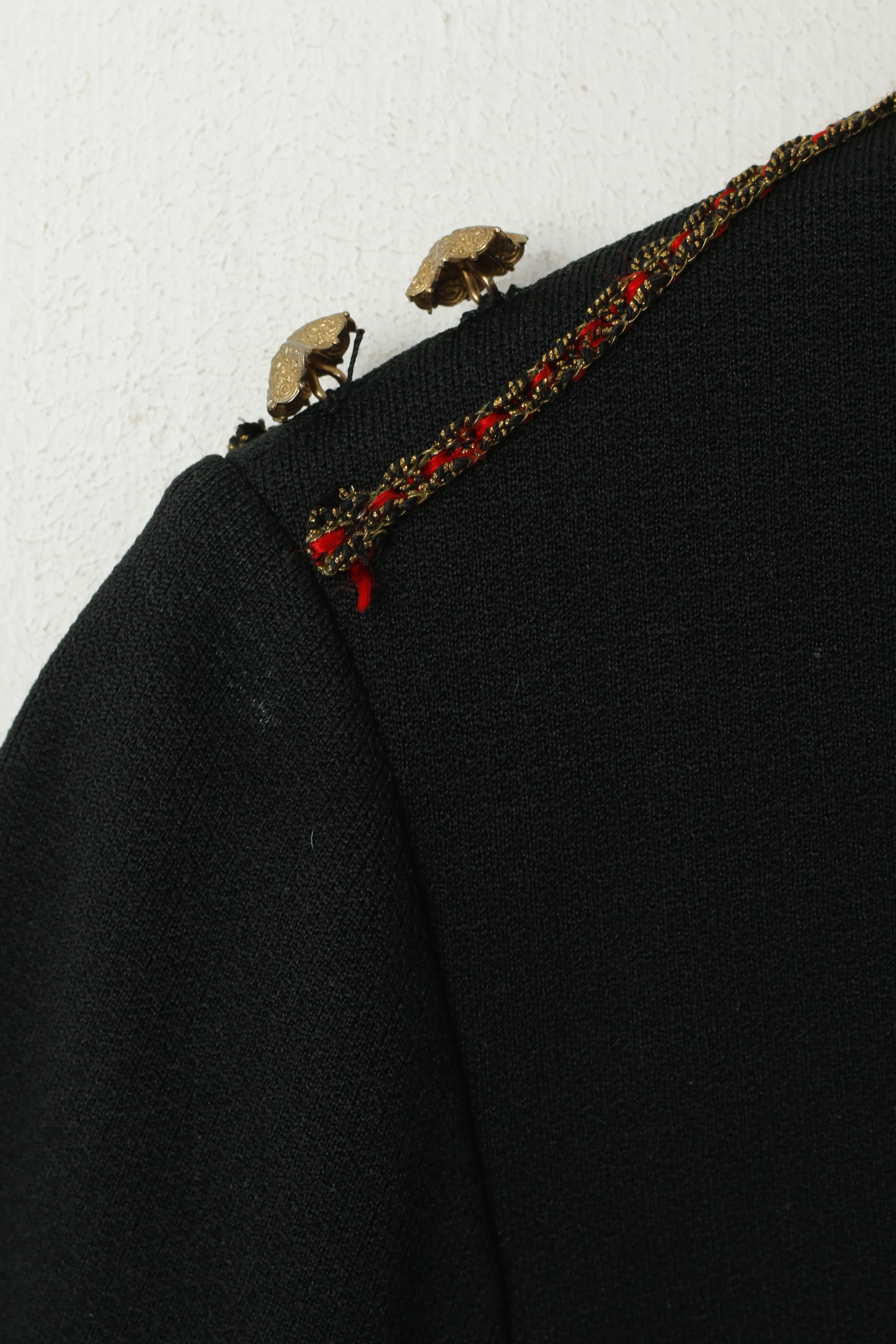 Kunert Women 40 S Mini Dress Black Diolen Loft Austria Gold Buttons Vintage Tyrol - Image 4