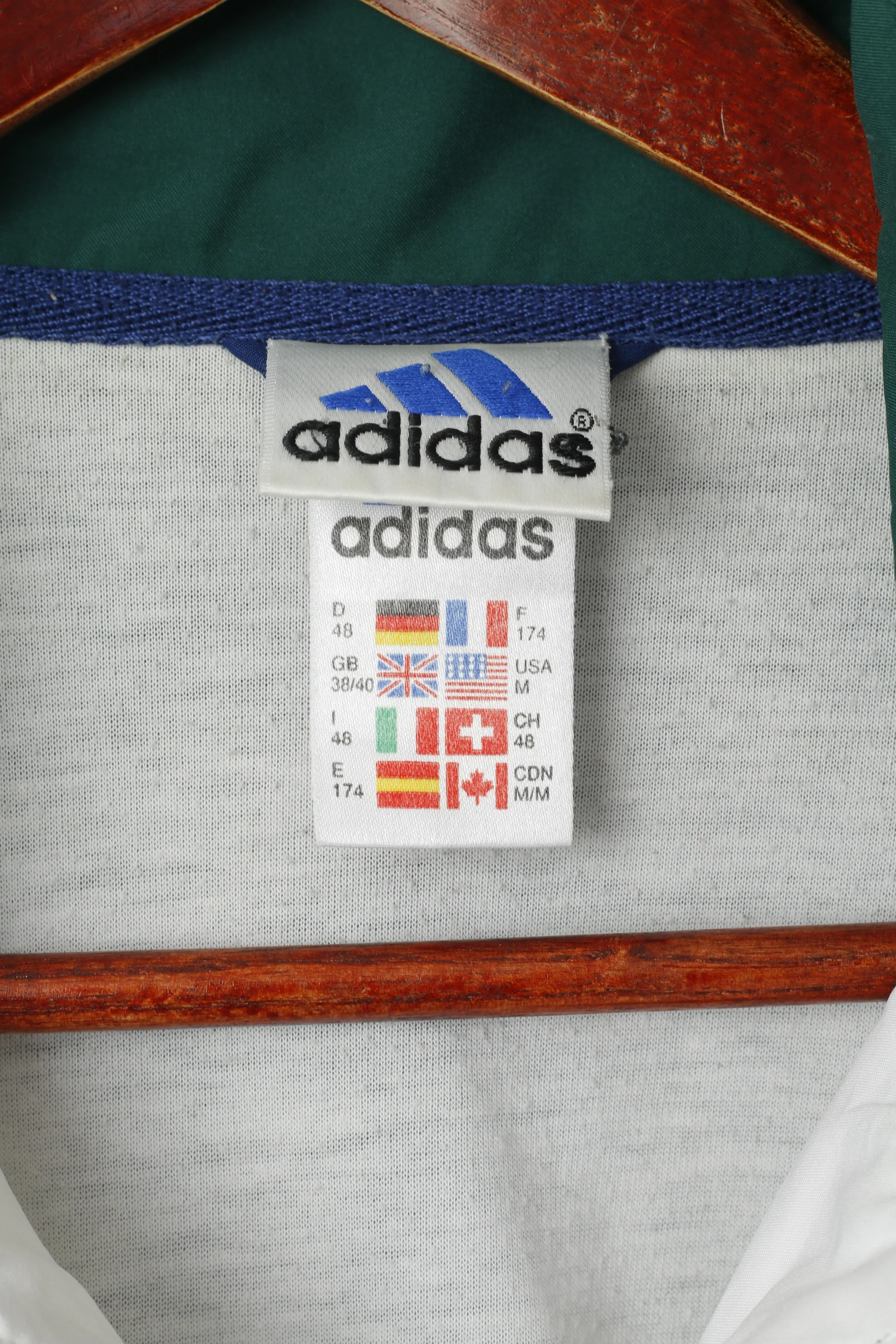 Adidas Men M Jacket White Navy Bomber Full Zipper Vintage Sportswear Track Top - Image 4