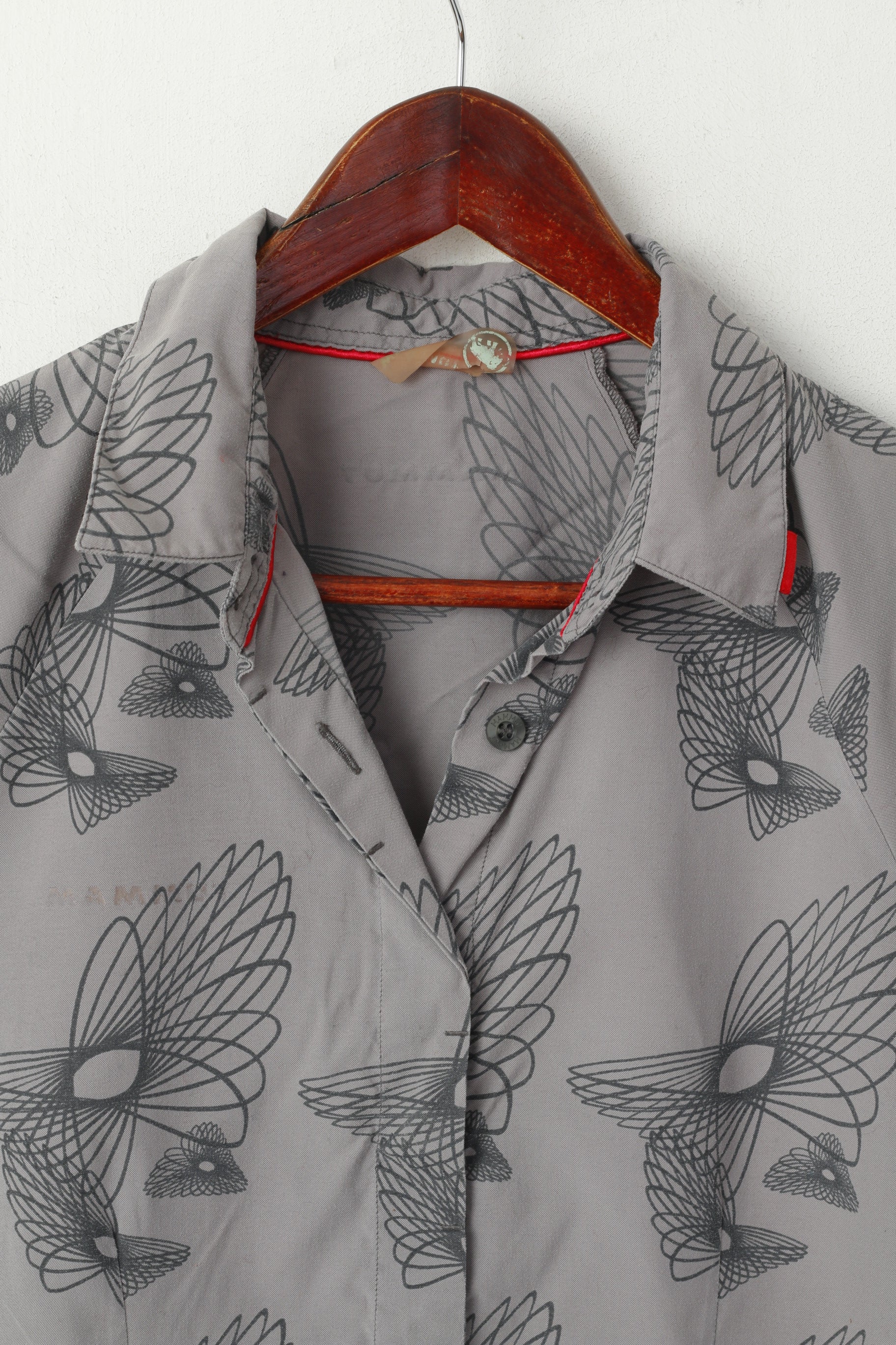 Mammut Women L Casual Shirt Gray Nylon Printed Outdoor Vintage Tourist Walk Top - Image 2