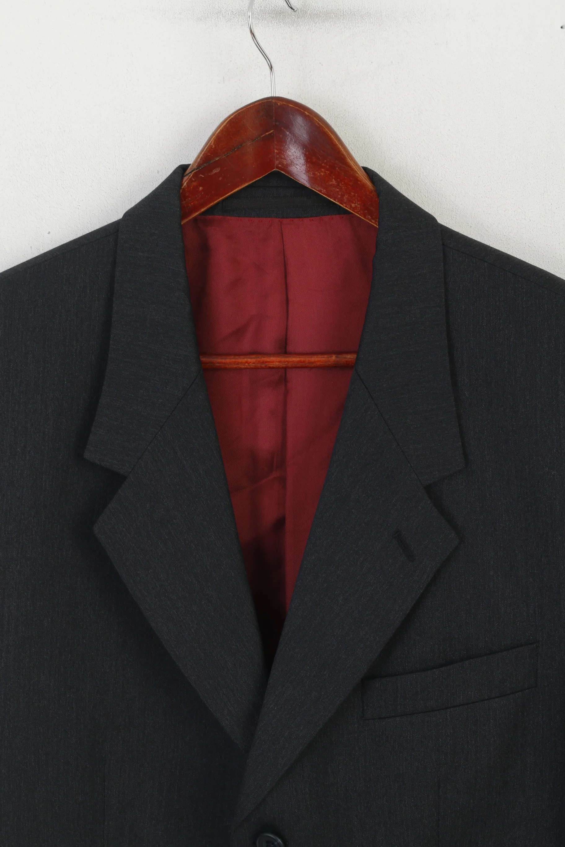James Aubrey Men 42 L Blazer Charcoal New Wool Single Breasted England Jacket - Image 2