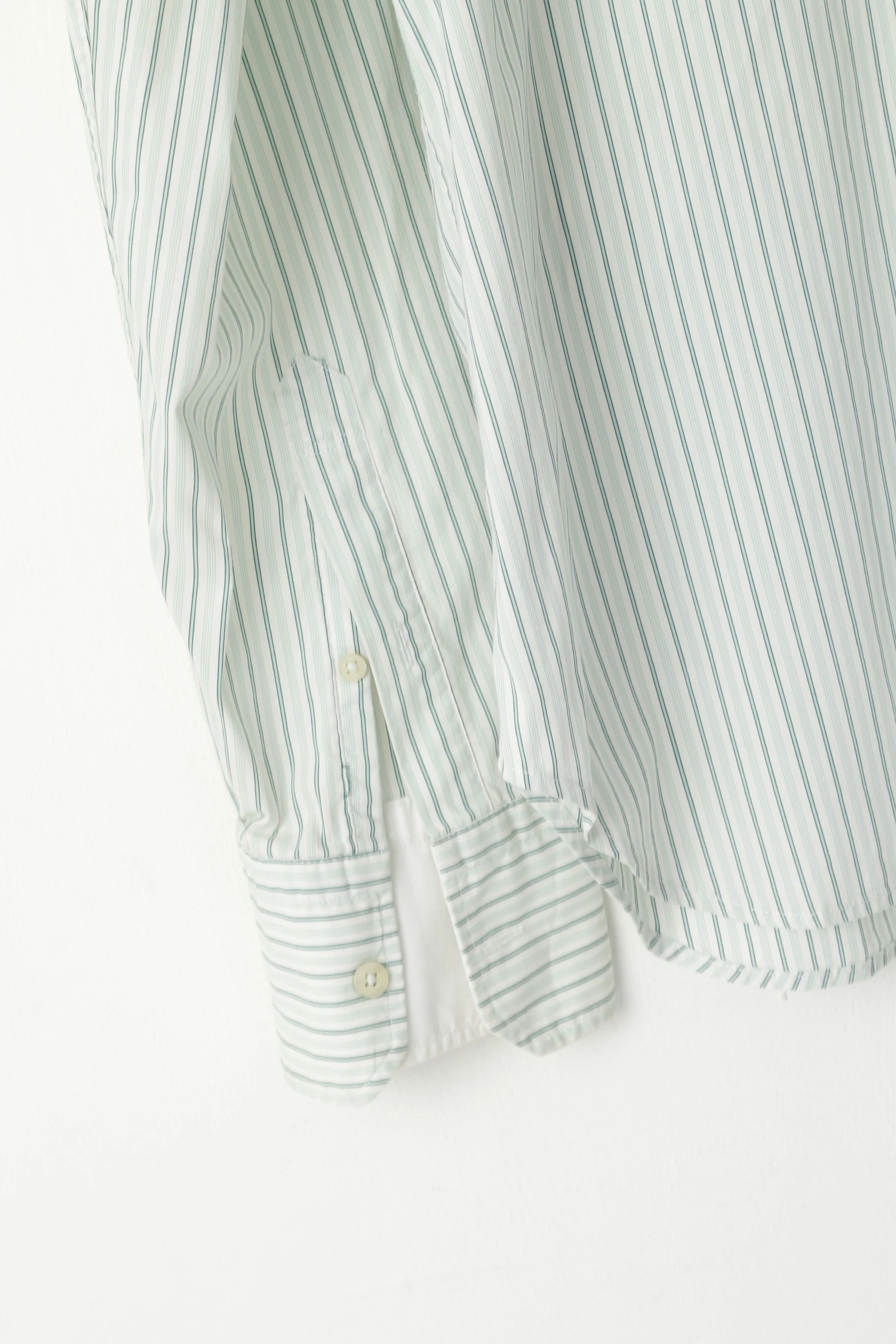La Martina Men XL (L) Casual Shirt Green Striped Cotton England polo Argentino Top - Image 3