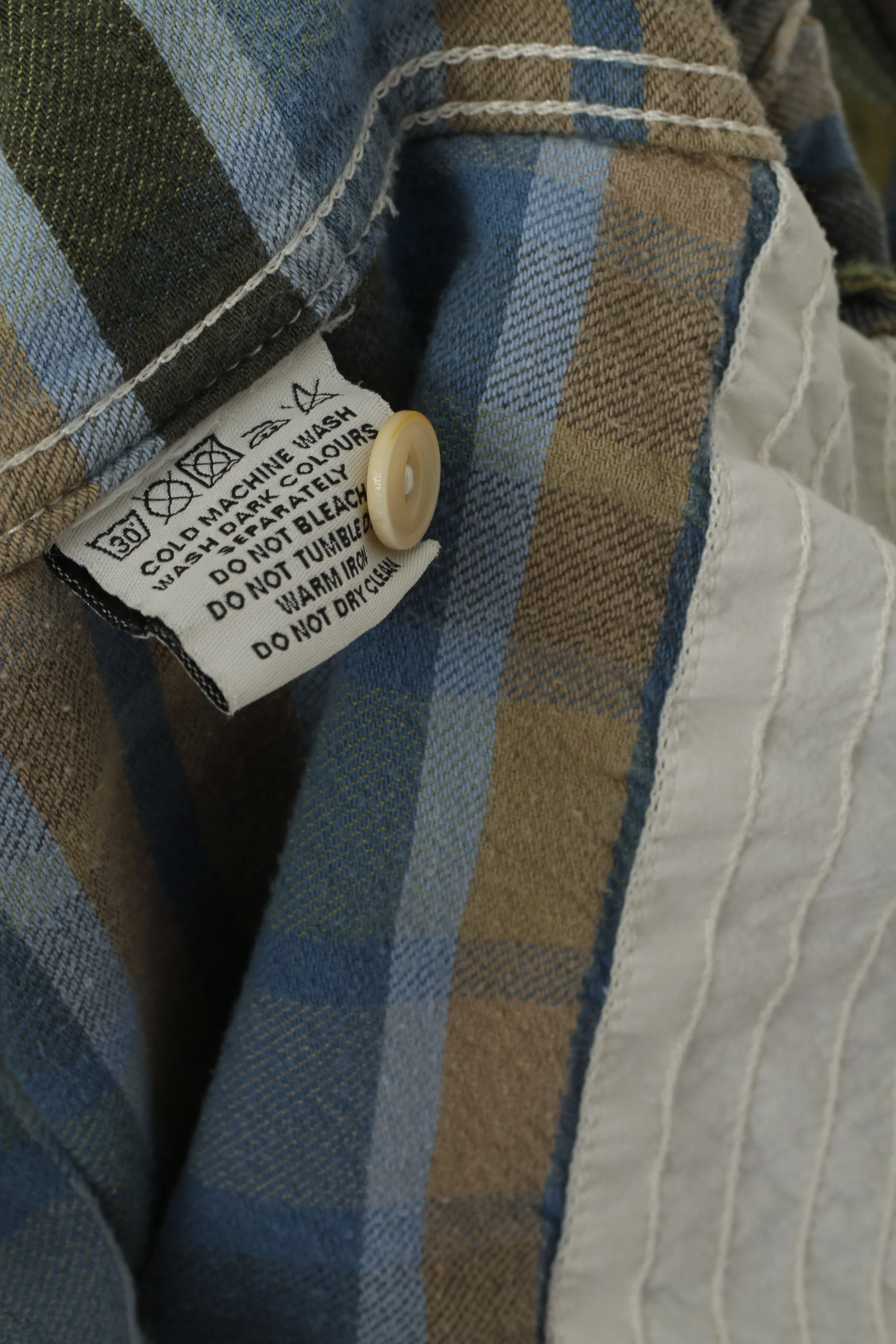 Superdry Men M Casual Shirt Green Checkered Faded Cotton Pocket Long Sleeve Retro Top - Image 5