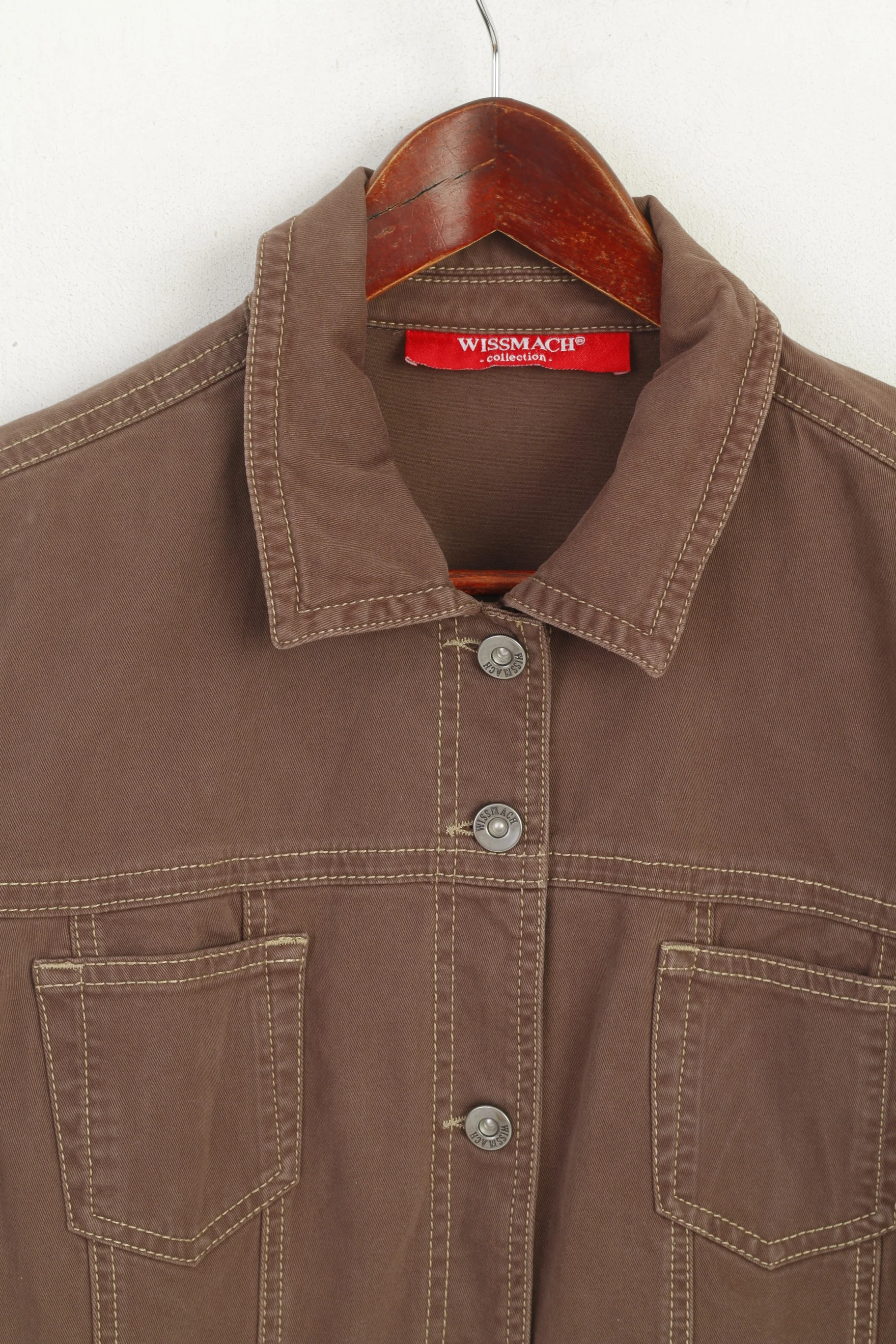 Wissmach Collection Women XL Jacket Brown Cotton Retro Stretch Classic Top - Image 2