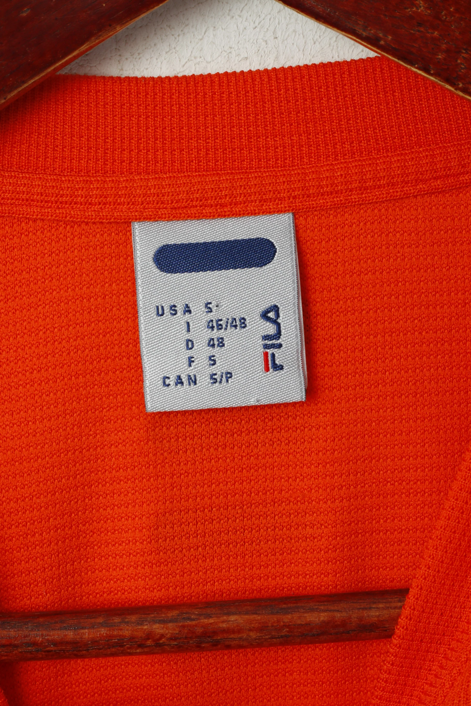 FILA Men 46/48 S Shirt Orange Performa V Neck Activewear Plain Jersey Top - Image 4