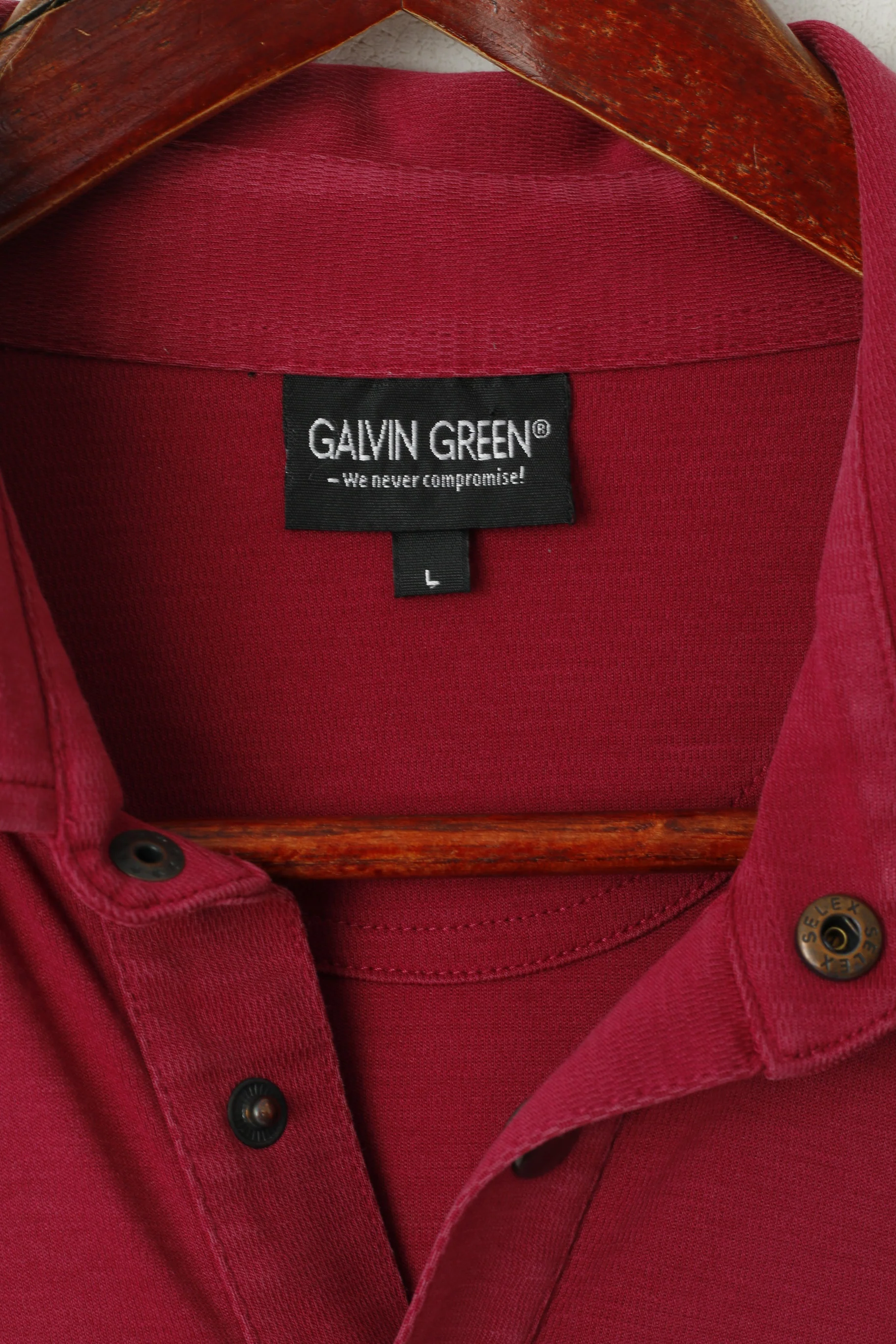 Galvin Green Men L Polo Shirt Maroon Cotton Golf Sport Snaps Short Sleeve Top - Image 3