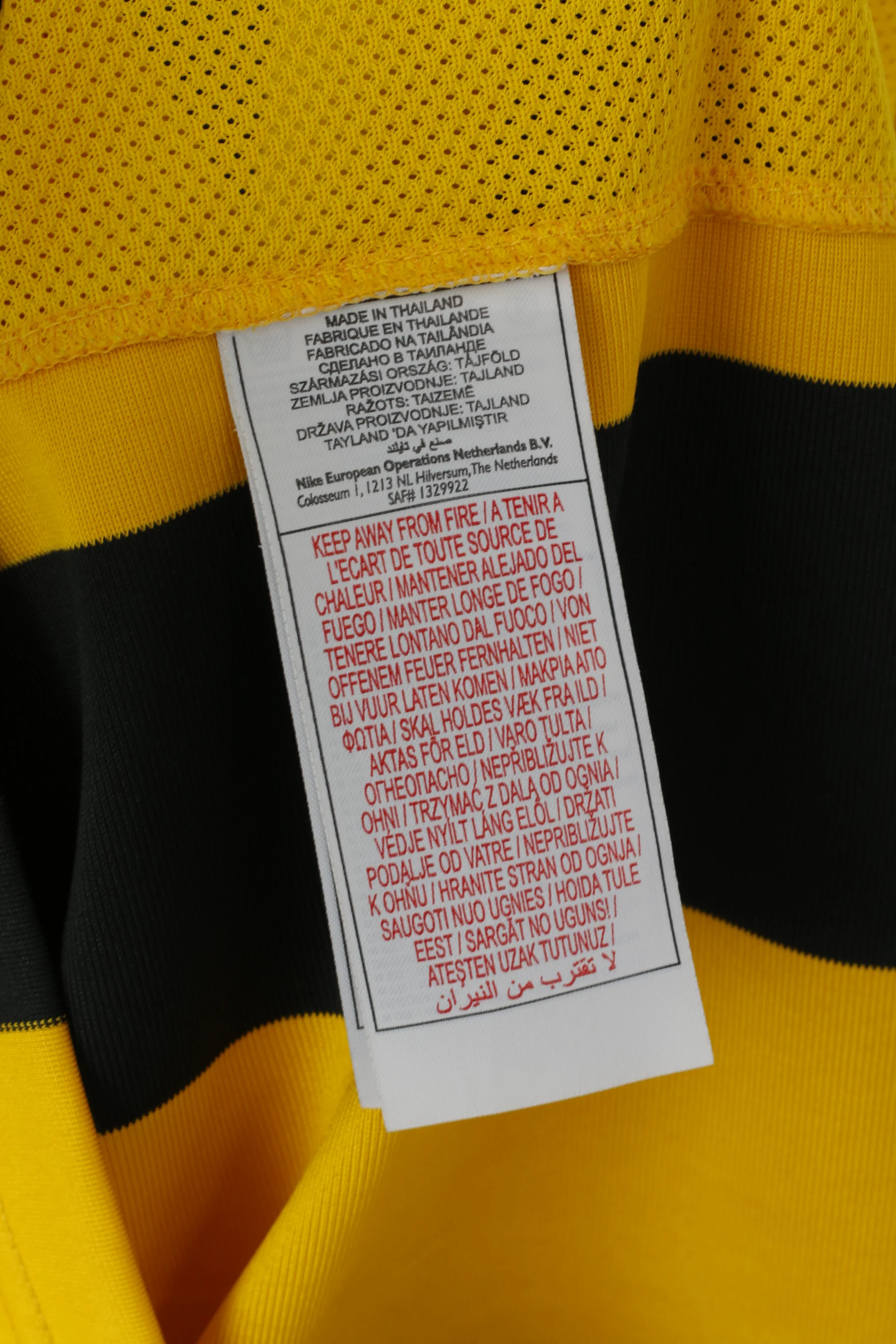 Nike Men L 183 Long Sleeved Shirt Yellow Striped Training Sportswear Football Top - Image 6