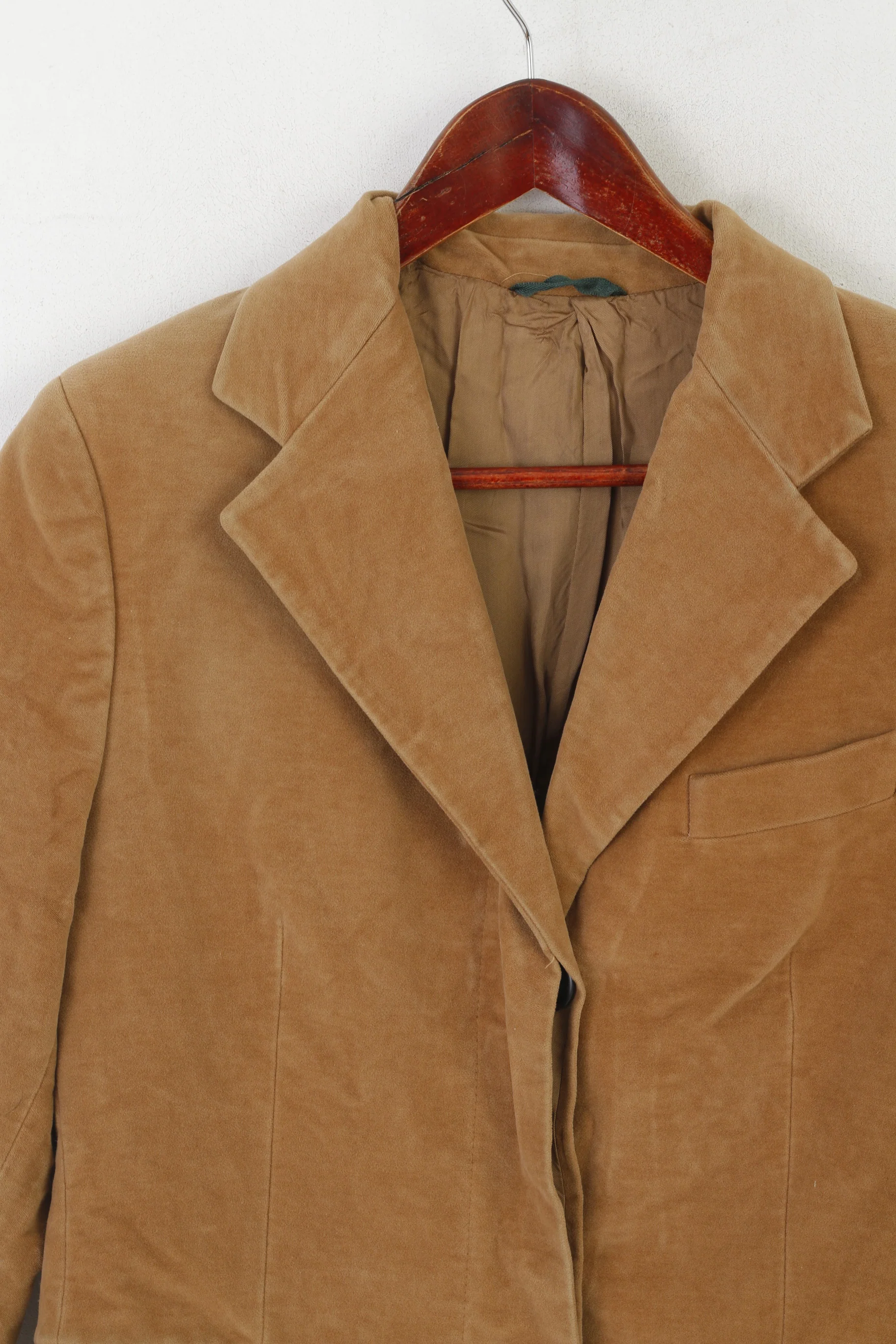 Uli Knecht Women M Coat Camel Cotton Velvet Vintage Single Breasted Hemisphere Italy 3 - Image 2