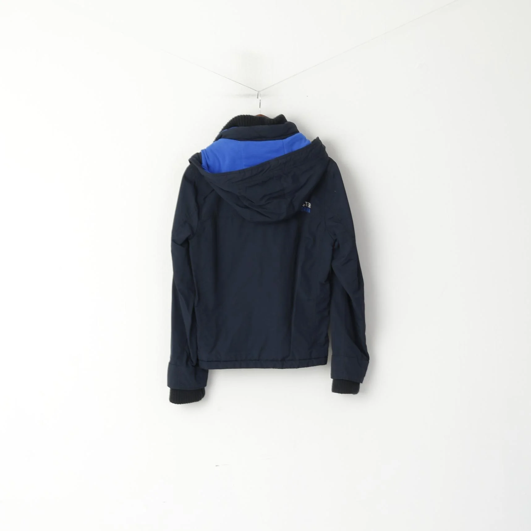 Hollister California Men S Jacket Navy Nylon Waterproof Hooded Full Zipper Casual Top - Image 6