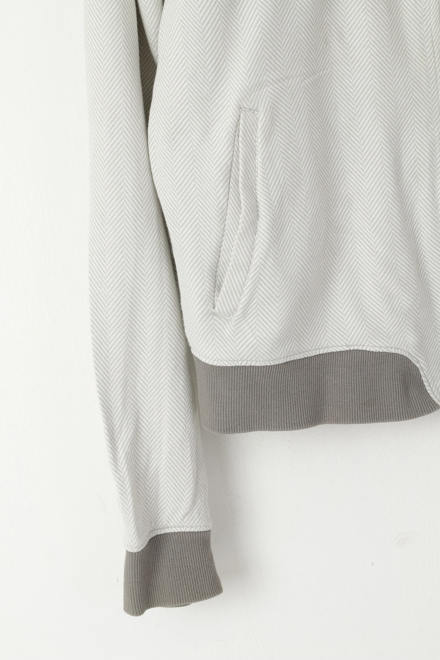 Penguin Men M (S) Sweatshirt Grey Cotton Full Zipper Herringbone Casual Top - Image 3