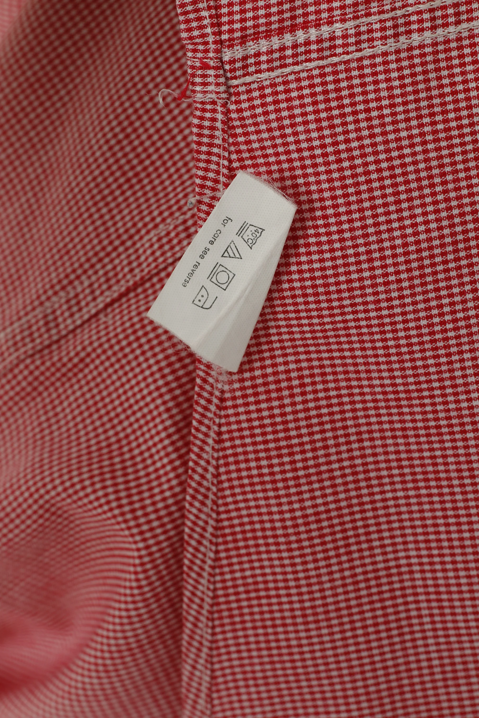 Chaps Men XL Casual Shirt Red Mini Check Cotton Buttons Down Collar Short Sleeve Top - Image 4