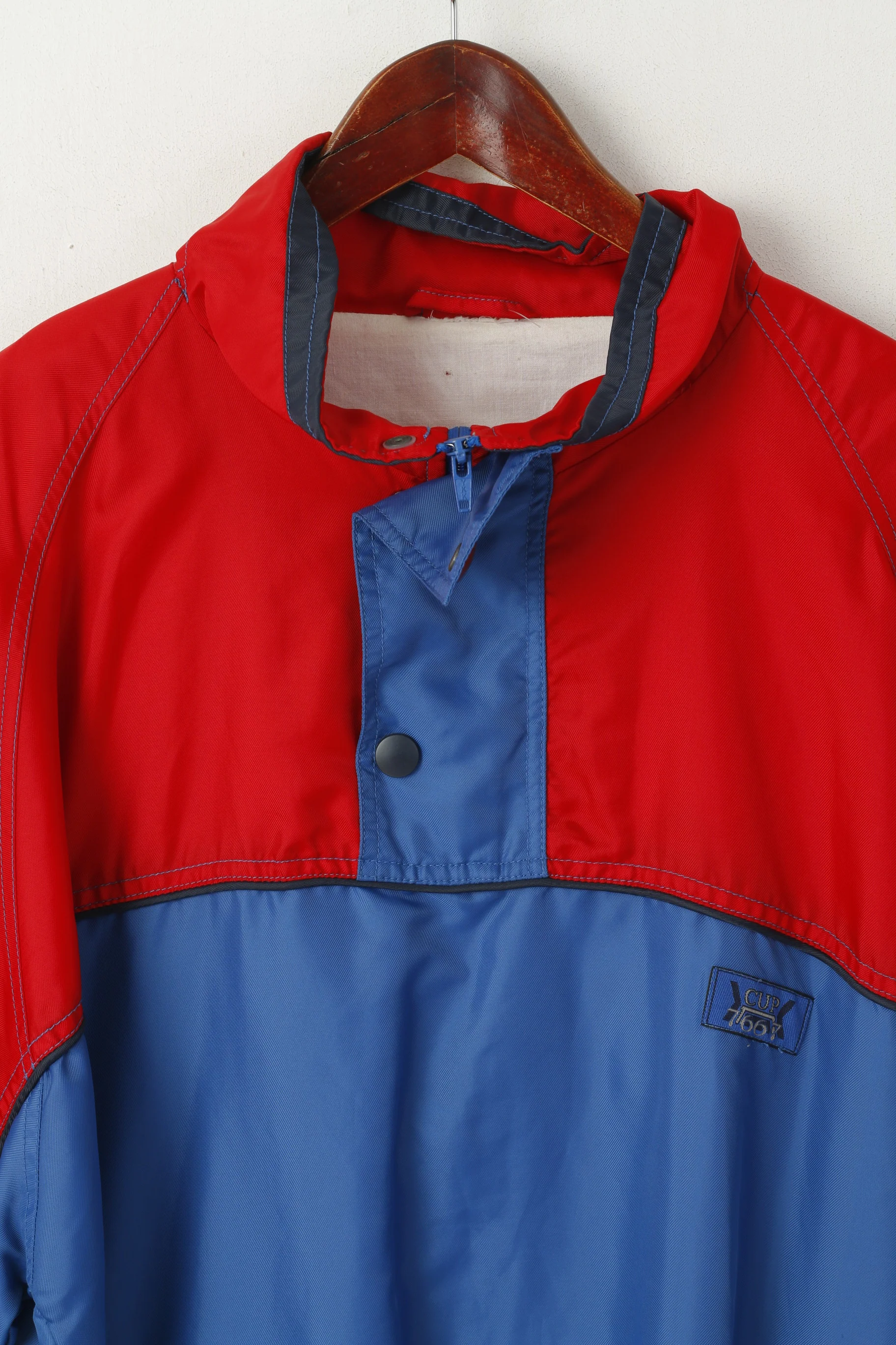 CUP 66 Men XL Jacket Blue Red FC Bayern Munchen Pullover Football Hidden Hood Top - Image 2