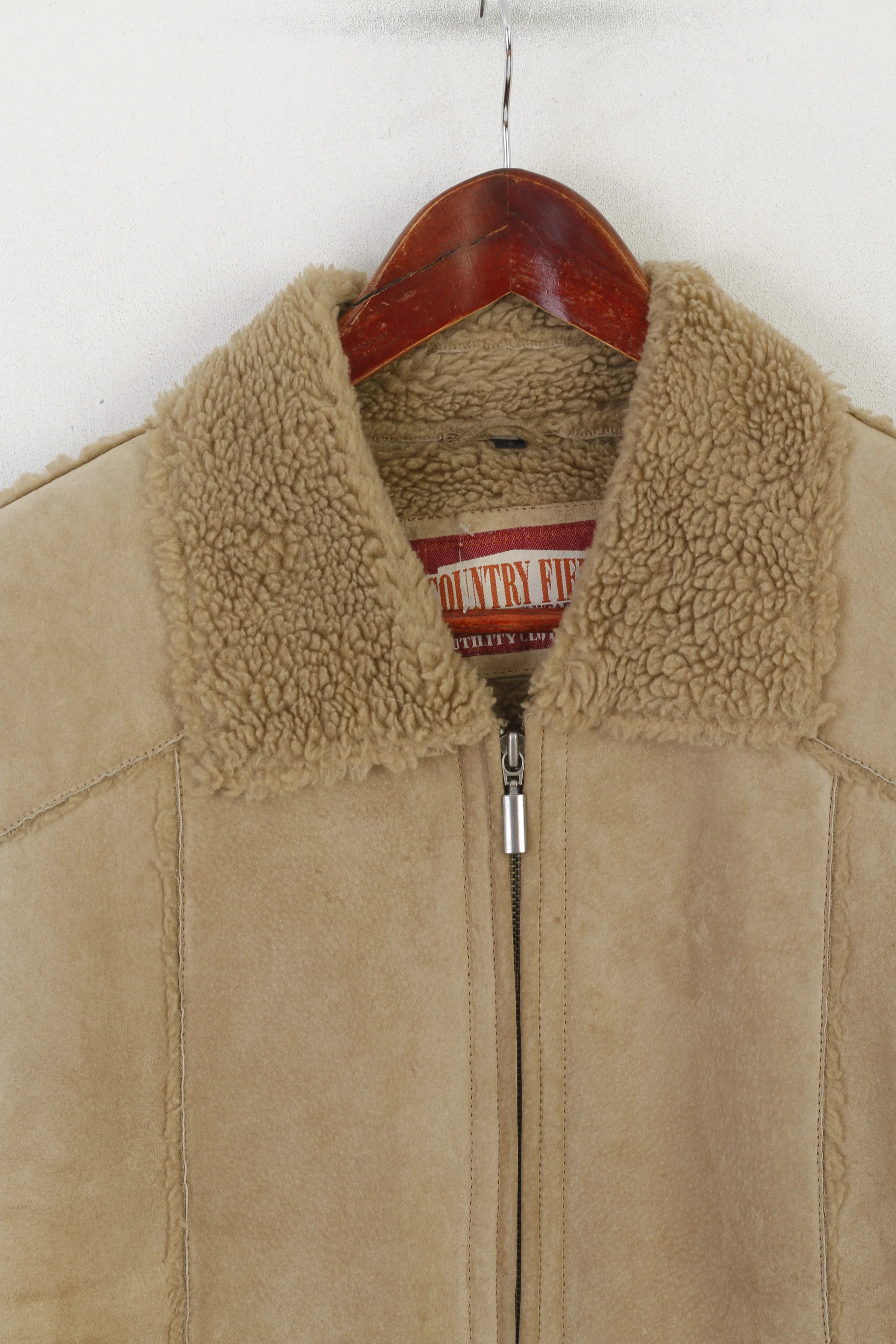 Angelo Litrico C&A Women M Jacket Beige Leather Vintage Country Field Zip Up Top - Image 2