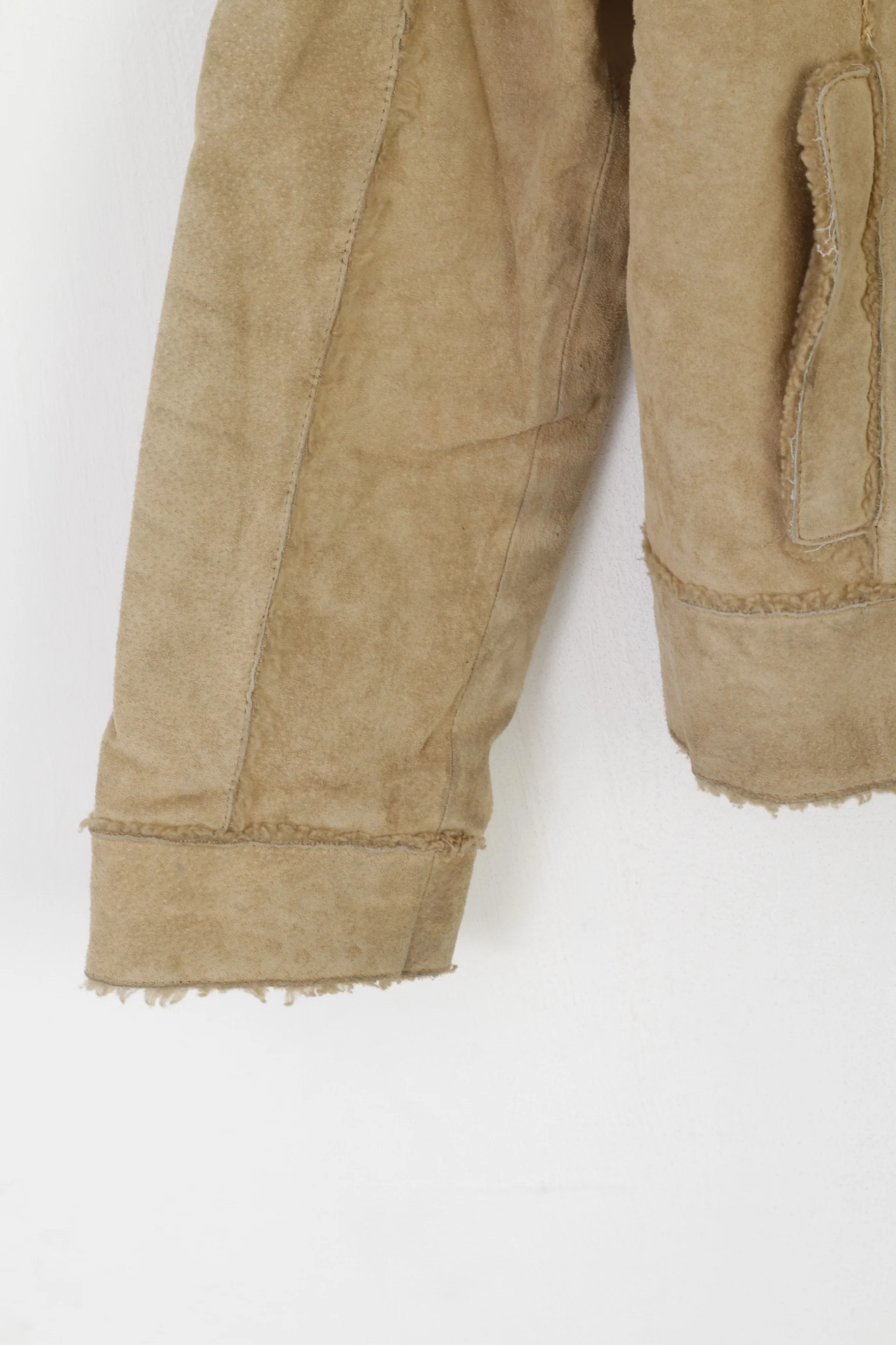 Angelo Litrico C&A Women M Jacket Beige Leather Vintage Country Field Zip Up Top - Image 3