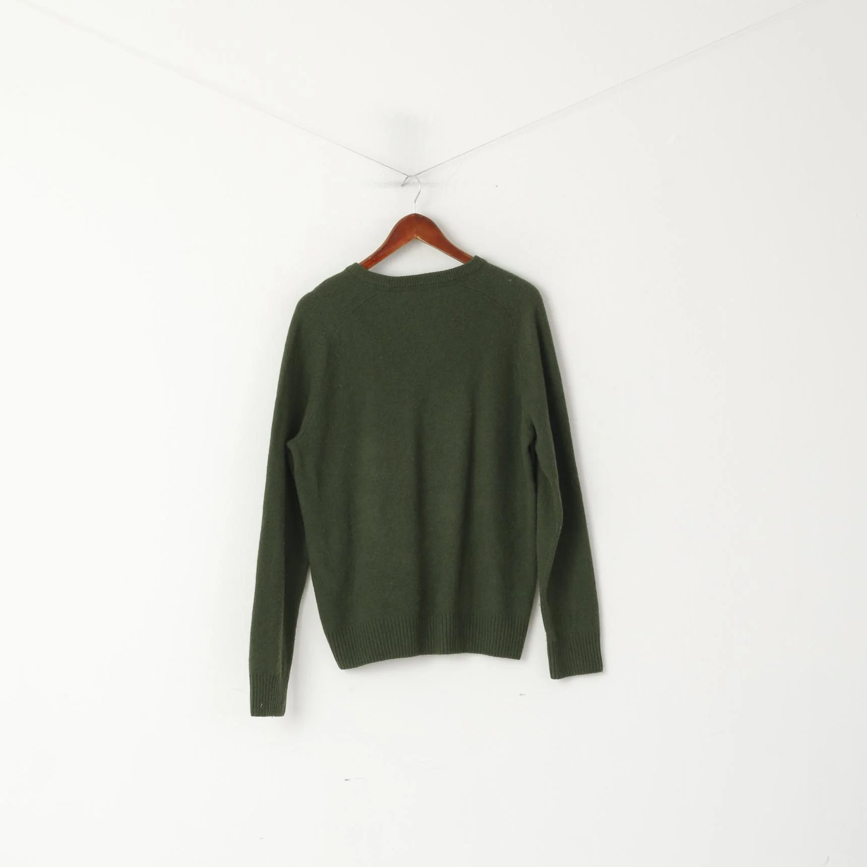 Original Penguin Mens 2XL (M) Jumper Green V Neck Sweater 100% Wool Top - Image 6