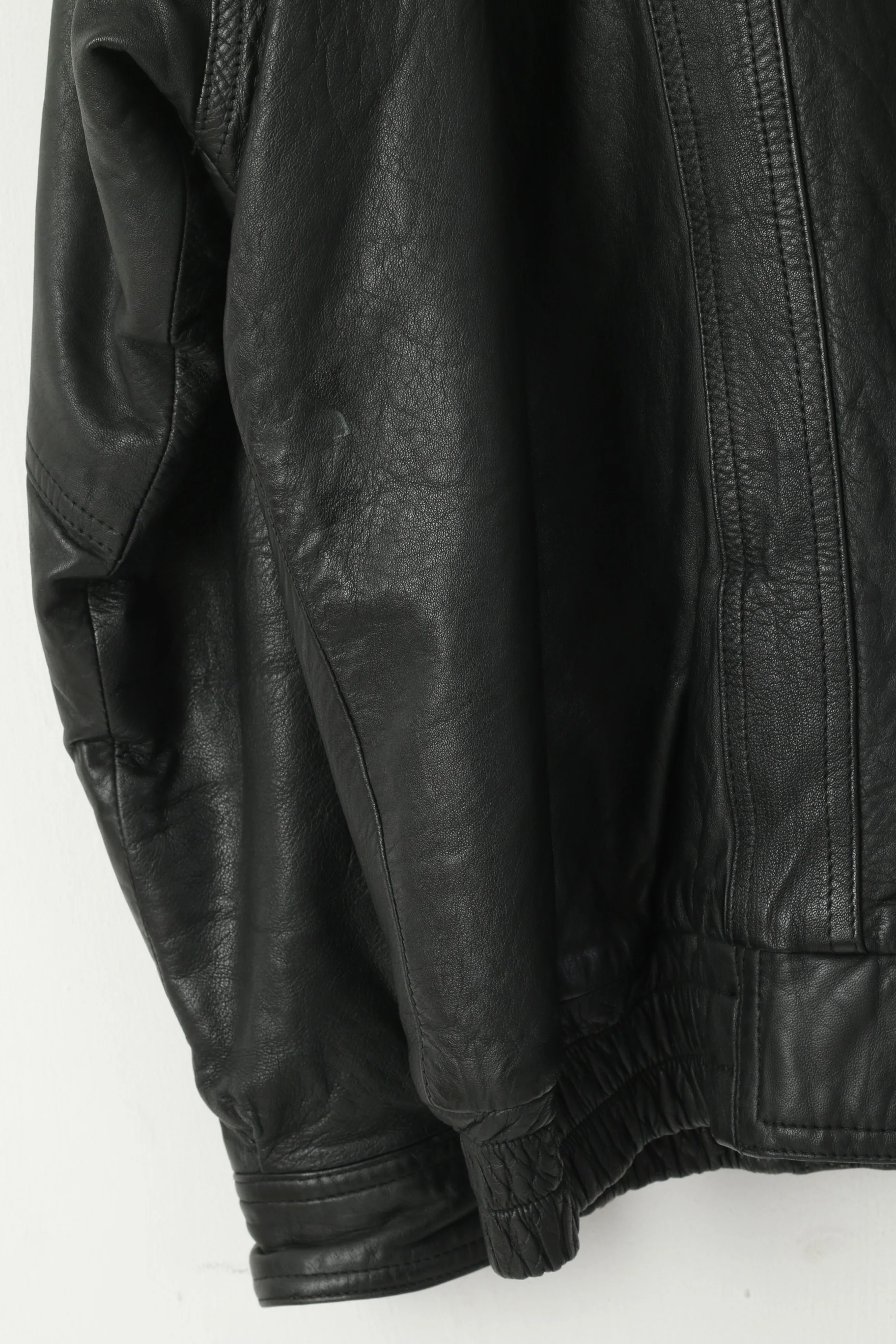 Kuang Huei Men L Jacket Black Leather Airways Airplane Flying Vintage Aero Zip Up Top - Image 7