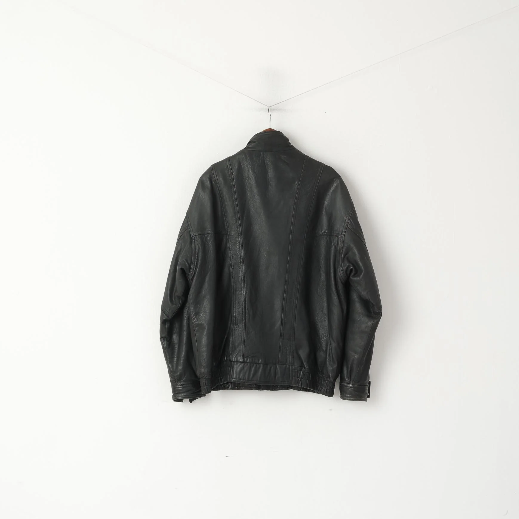 Kuang Huei Men L Jacket Black Leather Airways Airplane Flying Vintage Aero Zip Up Top - Image 8