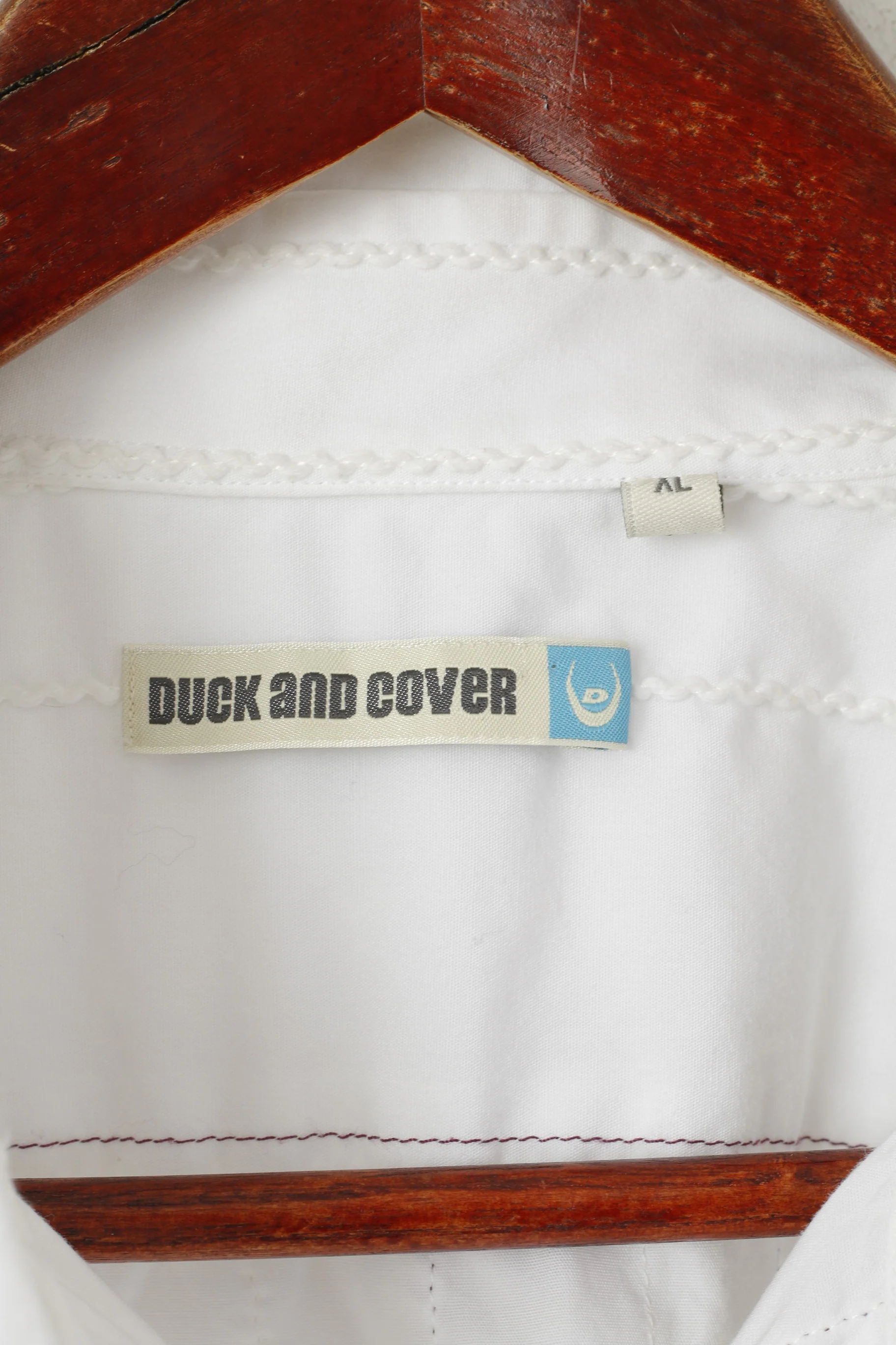 Duck And Cover Men XL Casual Shirt White Cotton Striped Texture Long Sleeve Top - Image 5