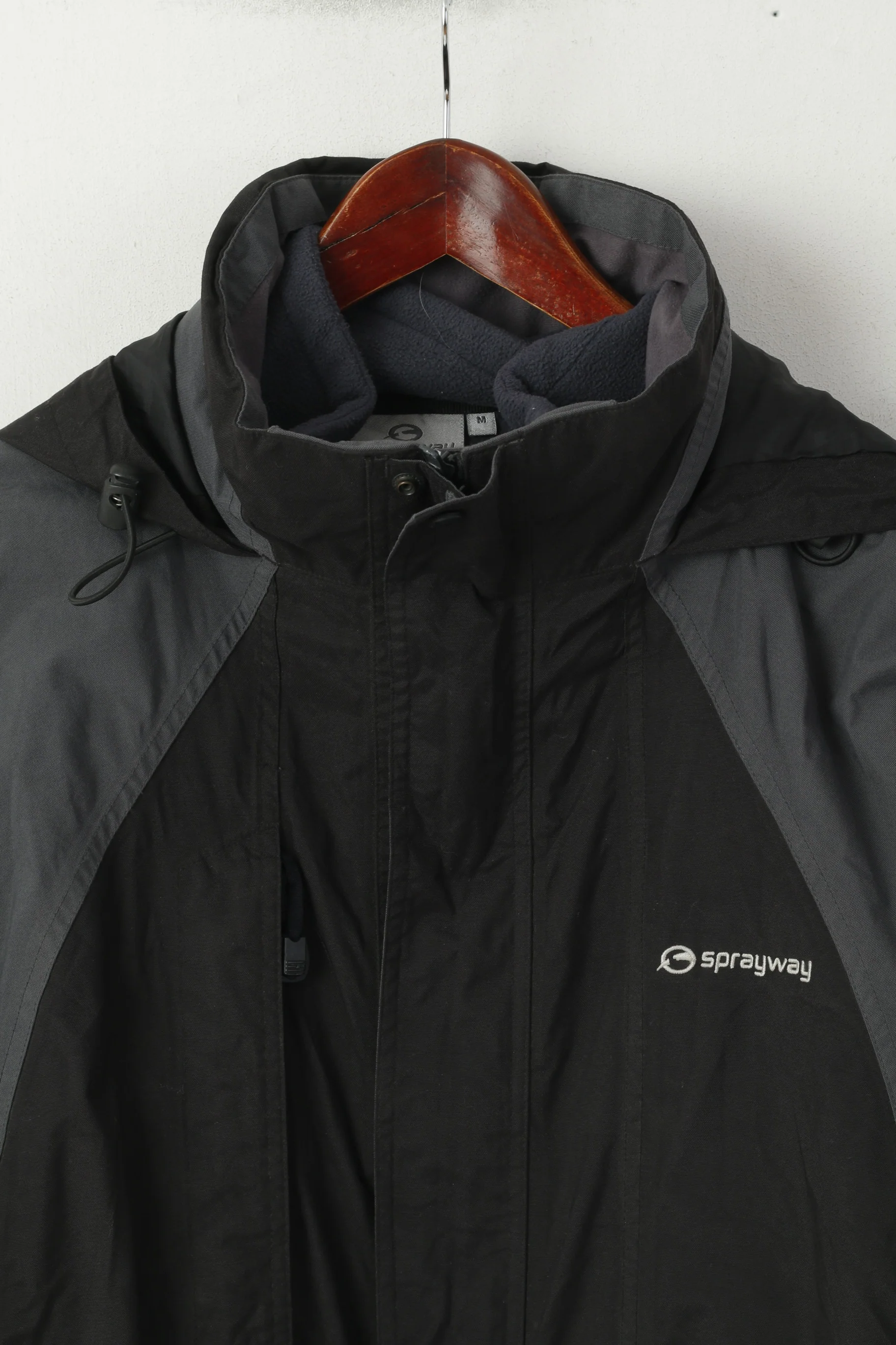 Sprayway Men M Jacket Grey 2w1 Removable Lining Fleece Full Zipper Hooded Outdoor Top - Image 2