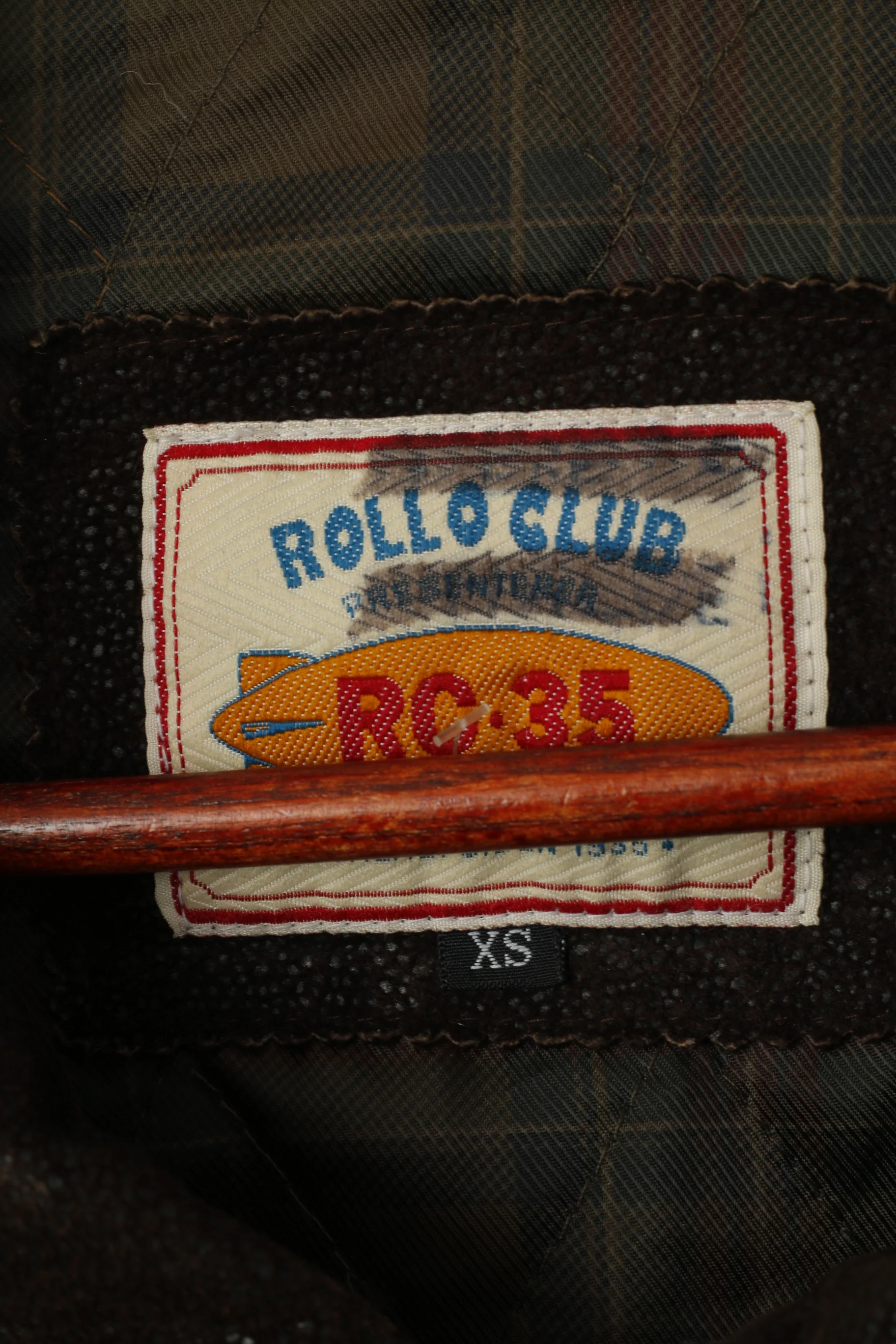 Rollo Club Men XS Jacket Brown Shiny Leather Vintage Biker Full Zipper Pilot Oklahoma Top - Image 5