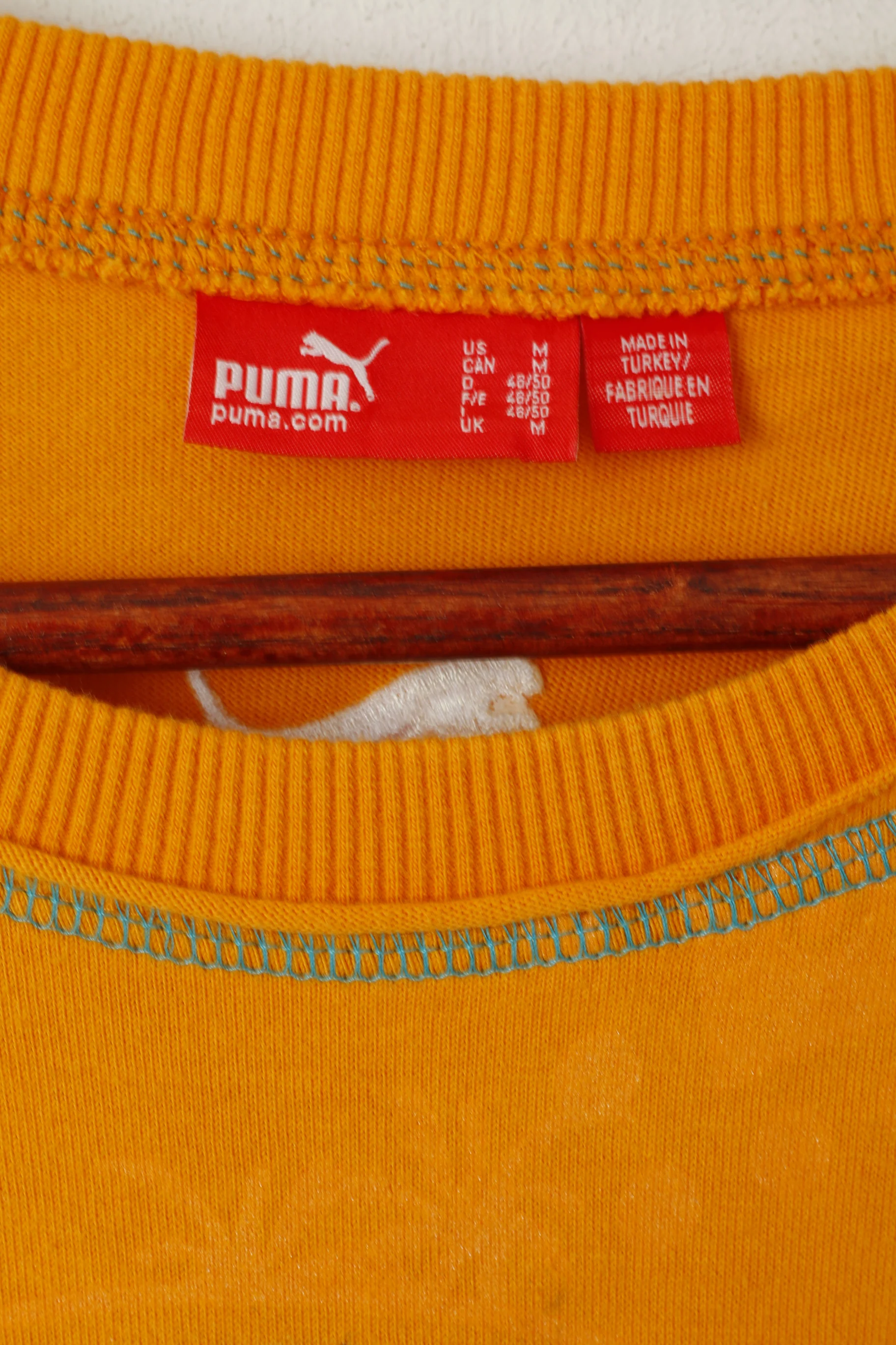 Puma Men M T- Shirt Orange Cotton Graphic Puma Fresh Since 1948 Rugby Short Sleeve Top - Image 4
