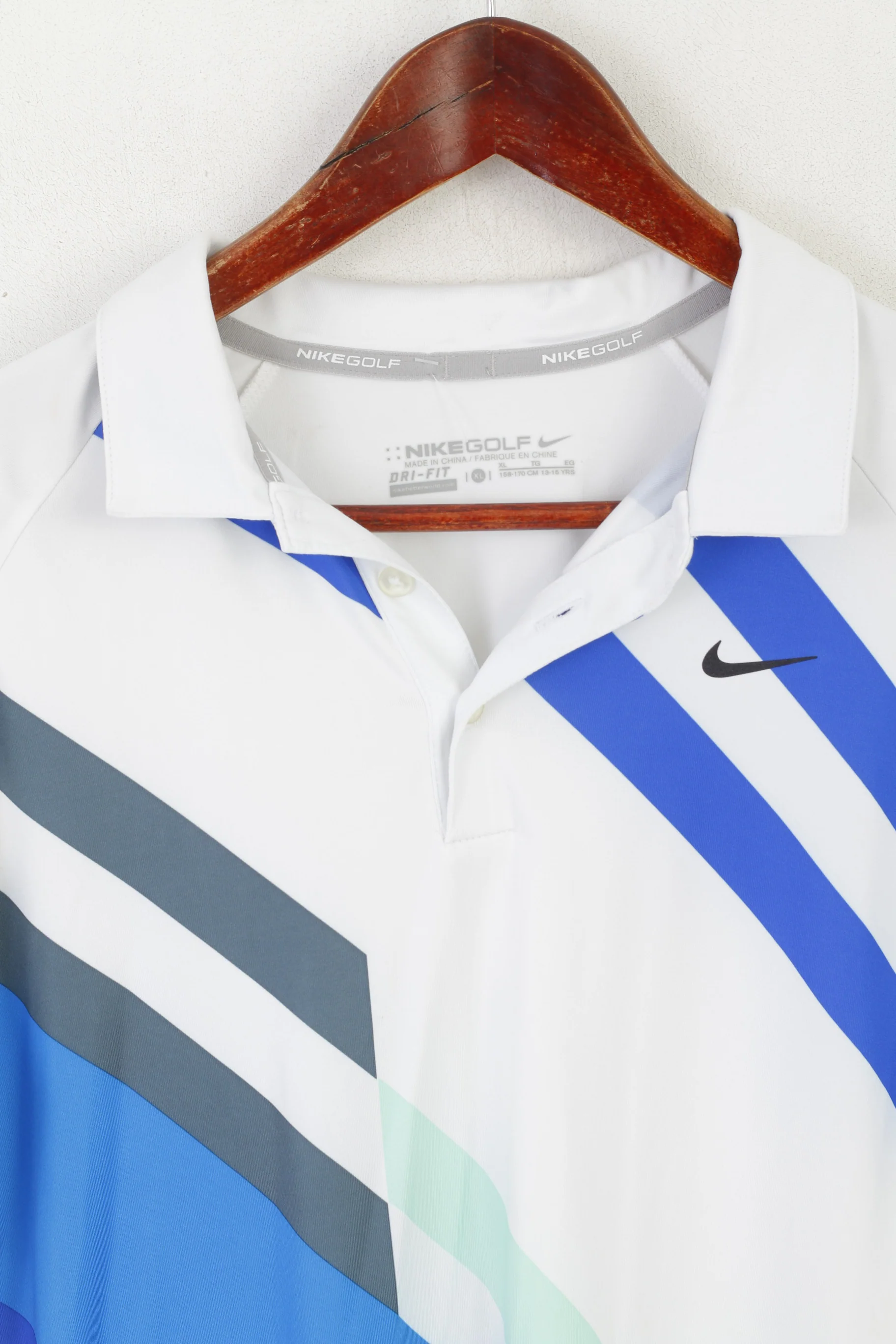 Nike Golf Boys 158-170 13-15 Age Polo Shirt White Dri-Fit Activewear Jersey Top - Image 2