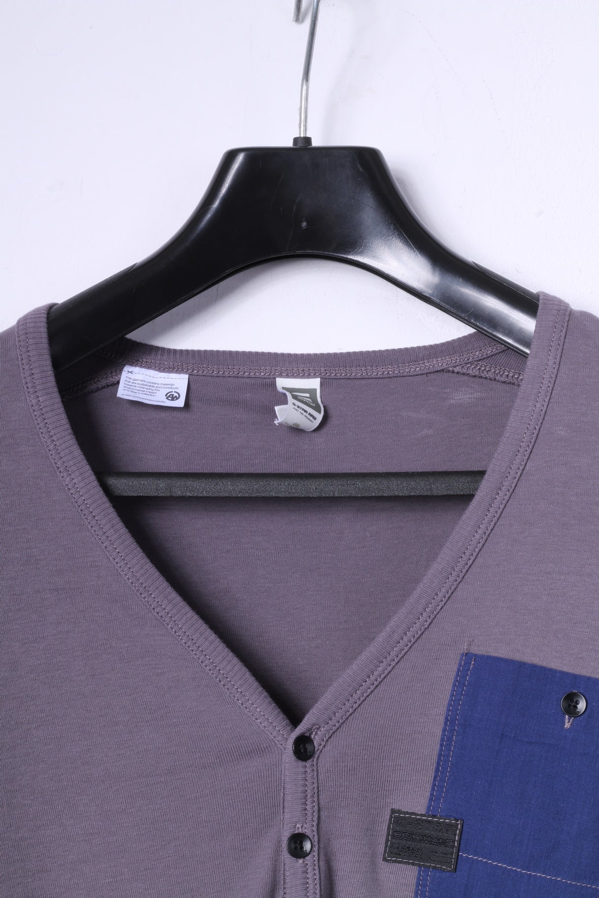 G-Star Raw Mens XL Long Sleeved Shirt Grey Stretch Cotton Radar Granddad Top - Image 2
