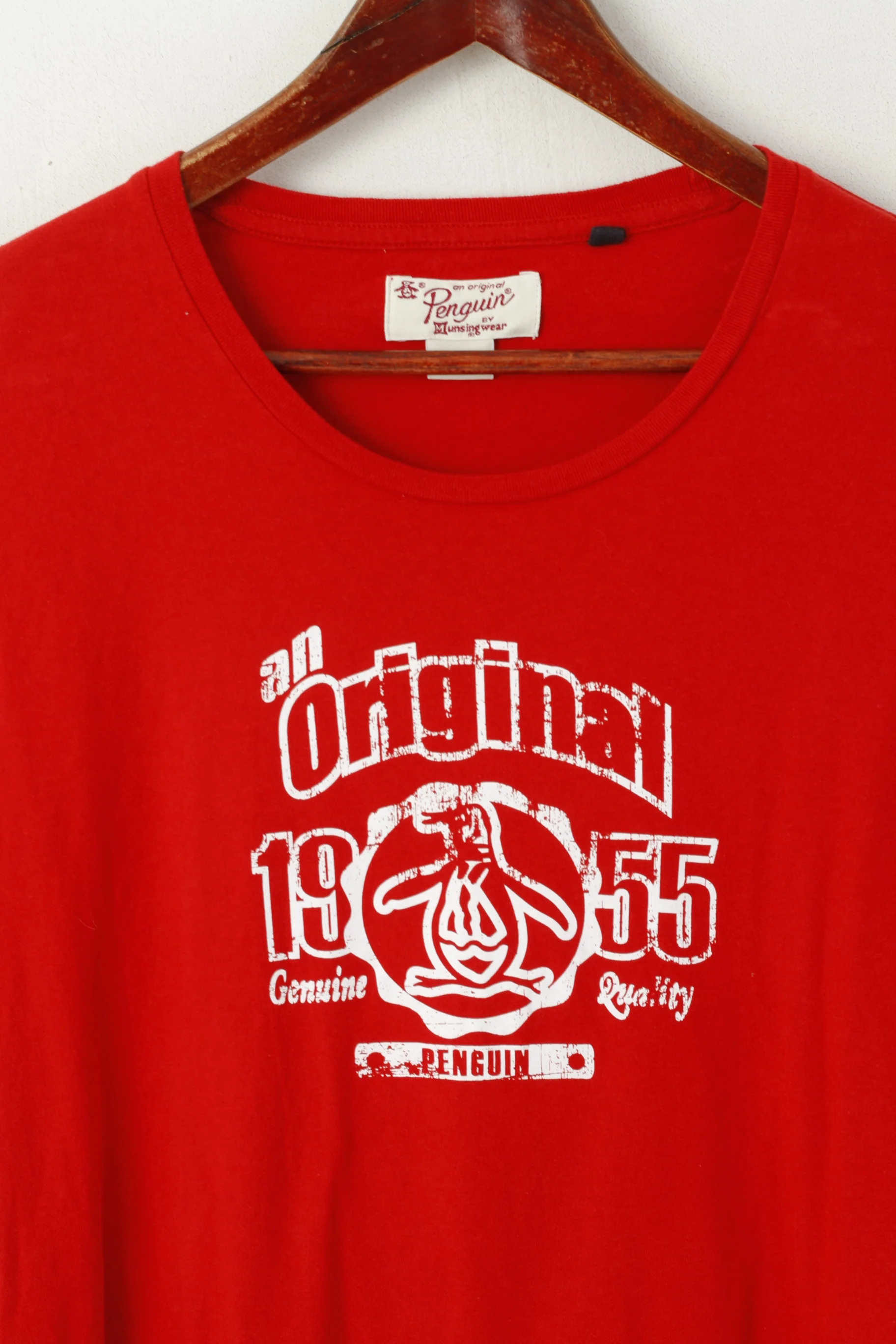 An Original Penguin Men M Shirt Red Cotton Graphic Crew Neck Soft Top - Image 2