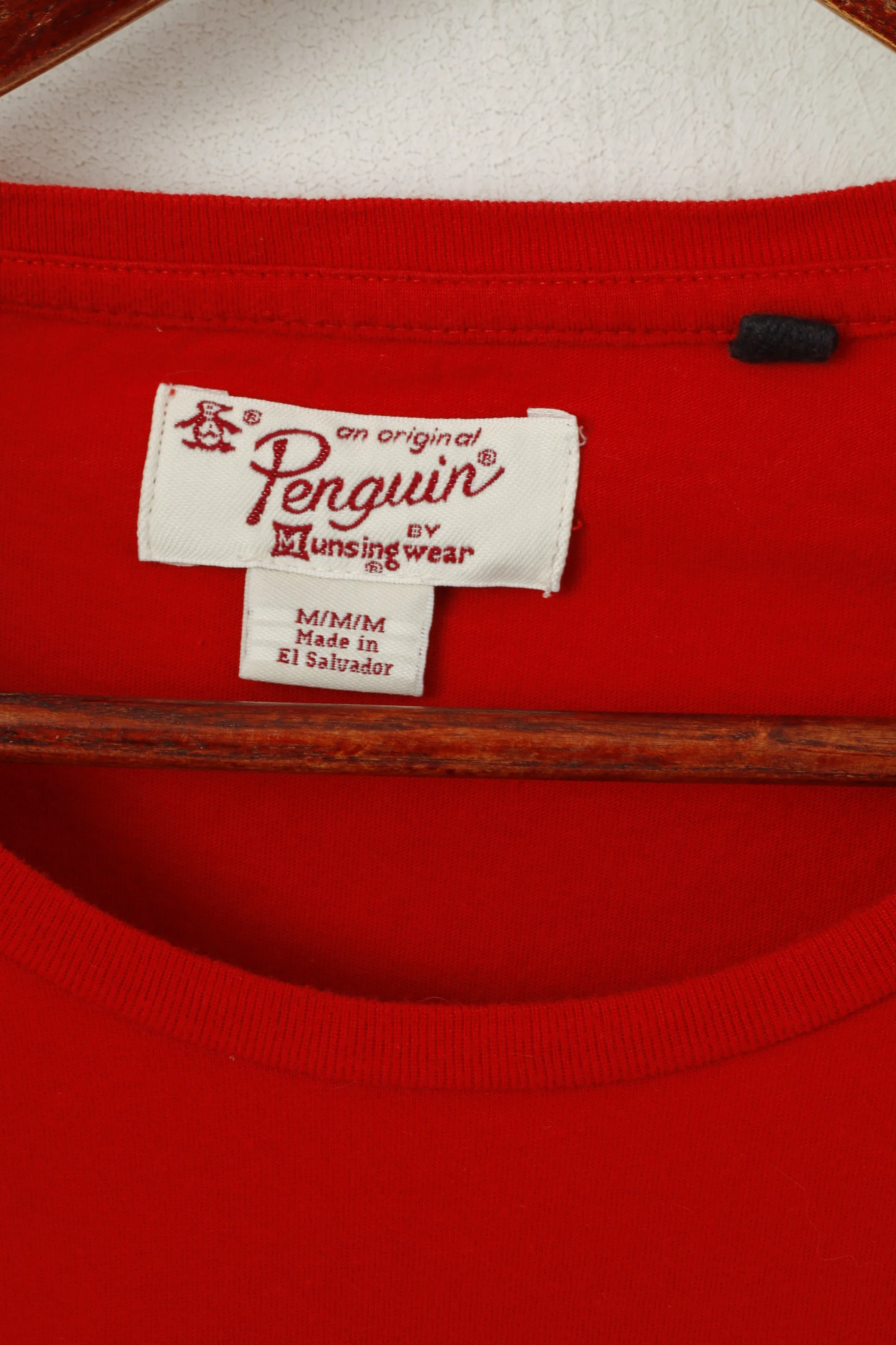 An Original Penguin Men M Shirt Red Cotton Graphic Crew Neck Soft Top - Image 3