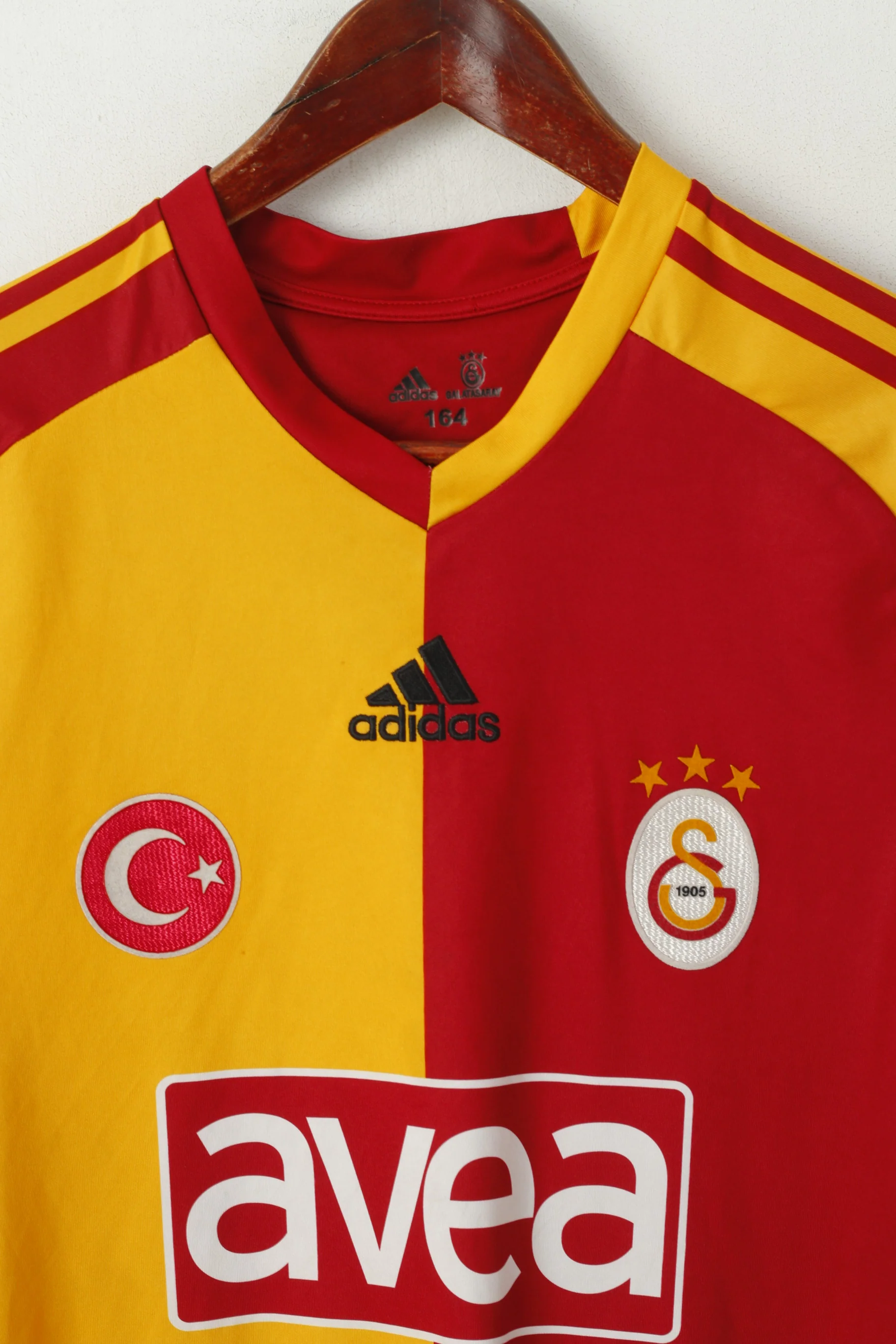 Adidas Youth 164 Shirt Yellow Galatasaray SK Football Club Turkey Jersey Top - Image 2