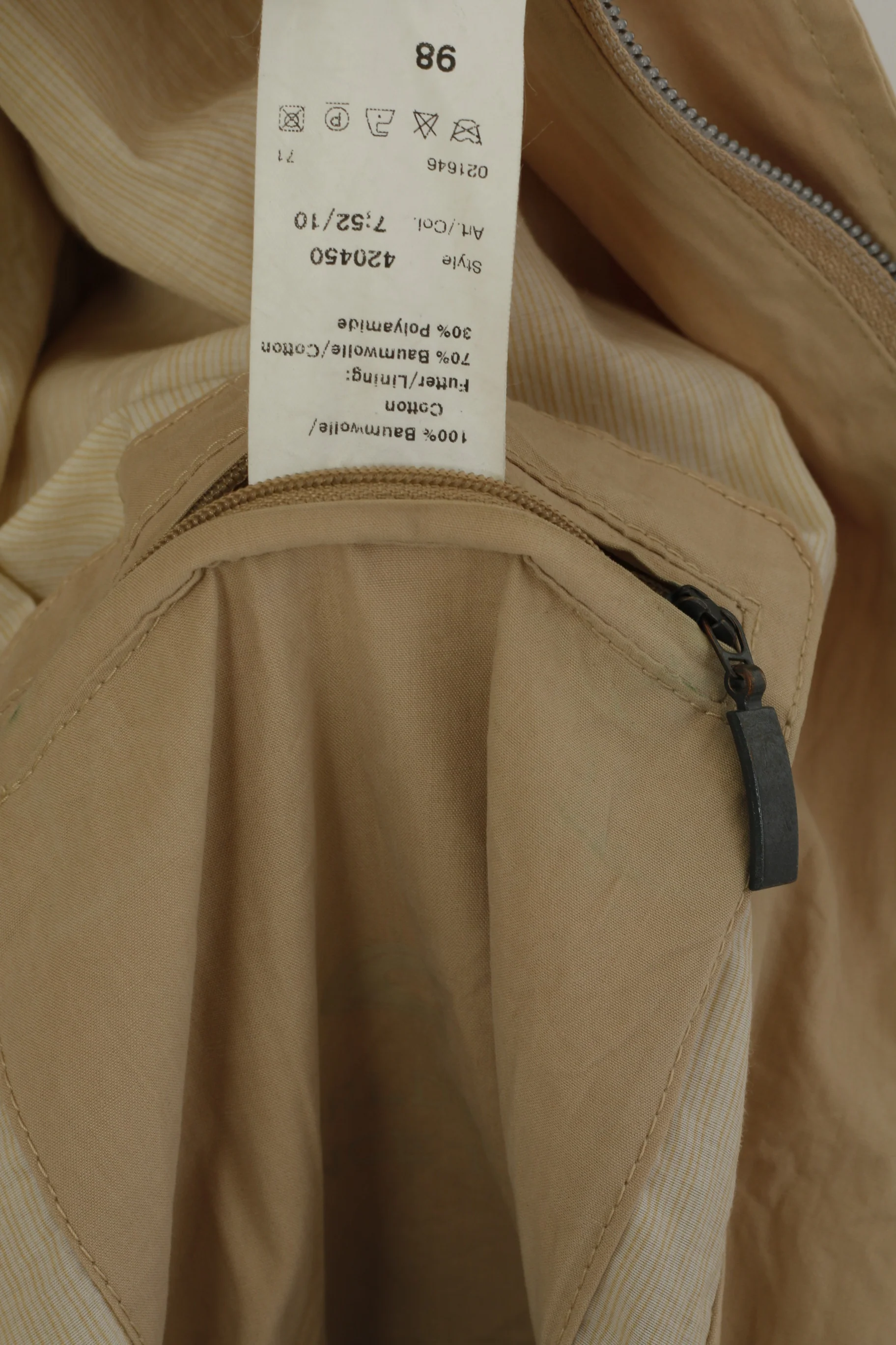Camel Active Men 98 M Jacket Beige Cotton Vintage Lightweight Full Zipper Top - Image 6