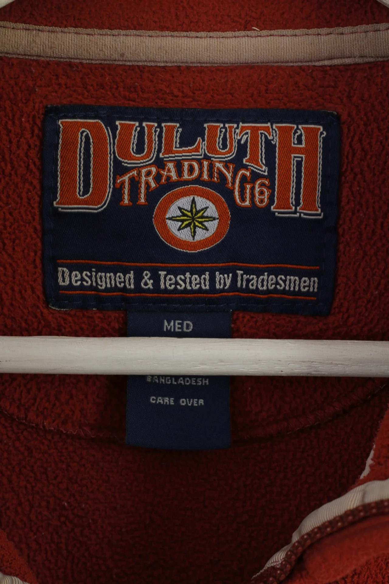 Duluth Trading Men M Fleece Top Brick Orange Pockets Full Zipper Retro Top - Image 5