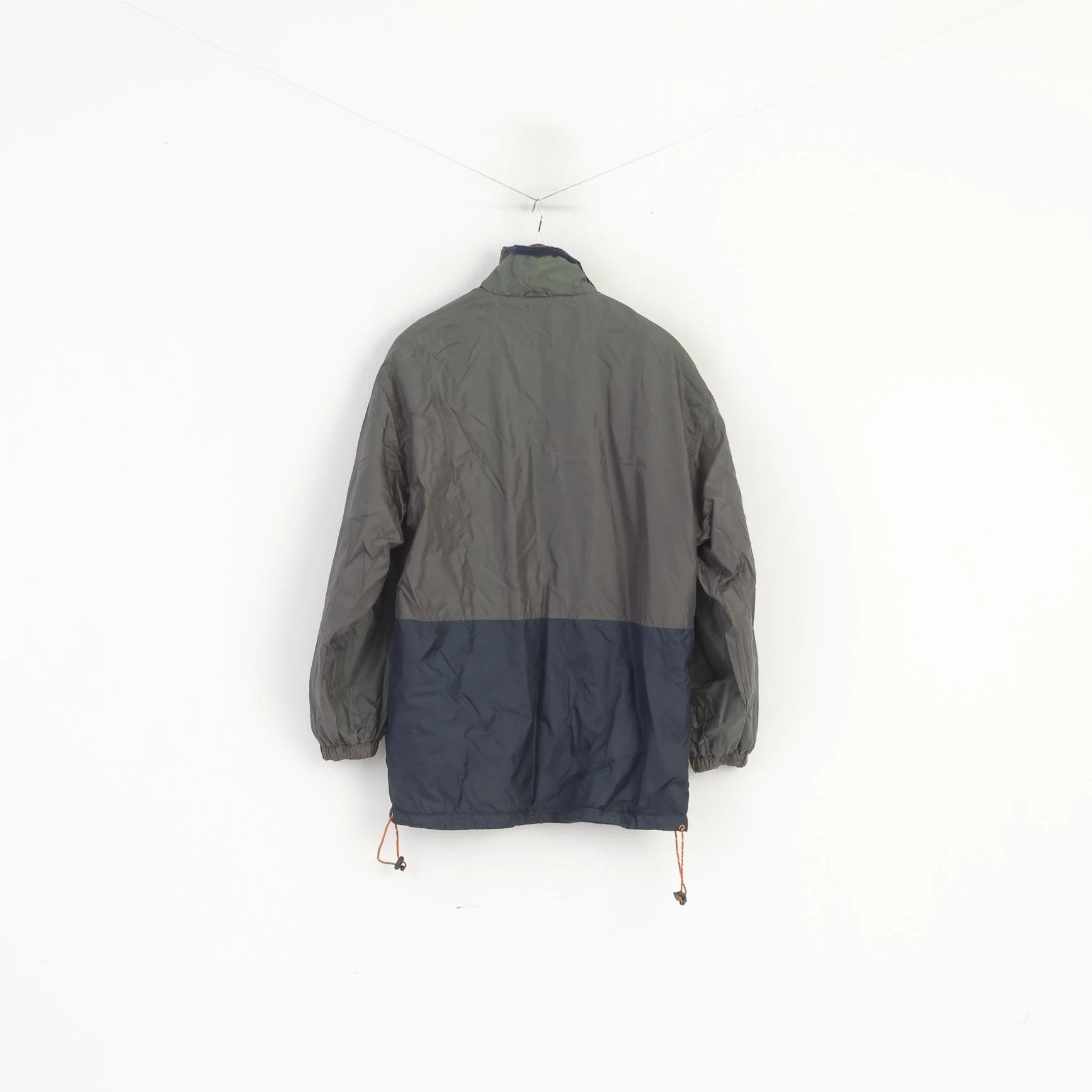 American Exchange Men L Jacket Navy Green Double Sided Fleece Zip Up Sportswear - Image 9