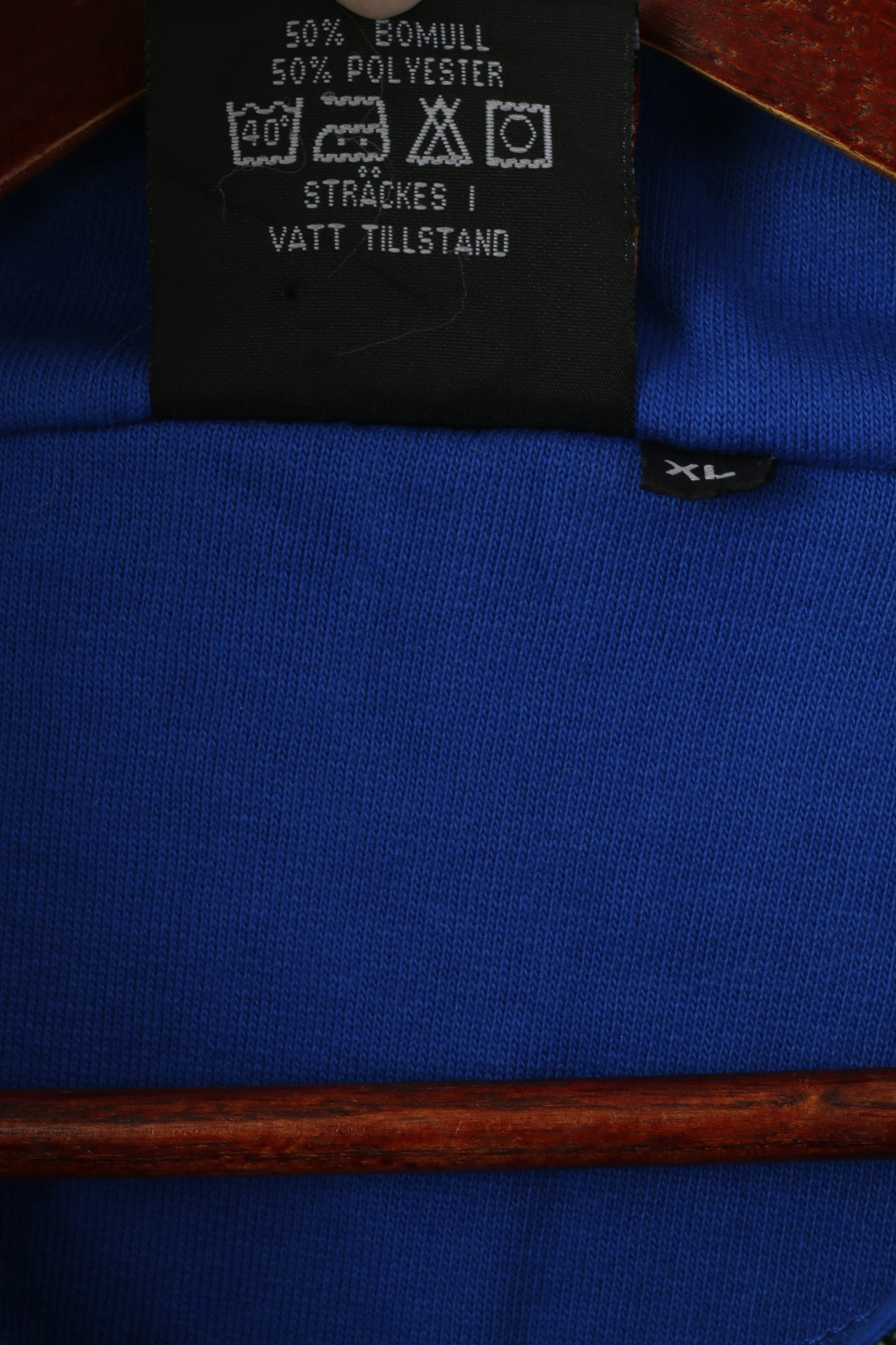 Pro Line Men XL Sweatshirt Blue Cotton Zip Neck Sportswear Retro 90s Top - Image 5