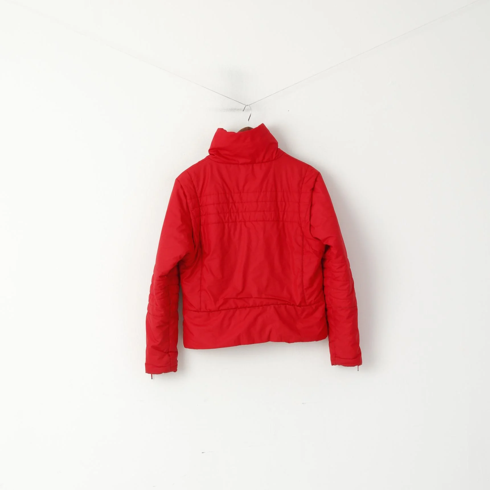 Ellesse Women 14 36'' M Jacket Red Full Zipper Padded Cropped Retro Top - Image 8