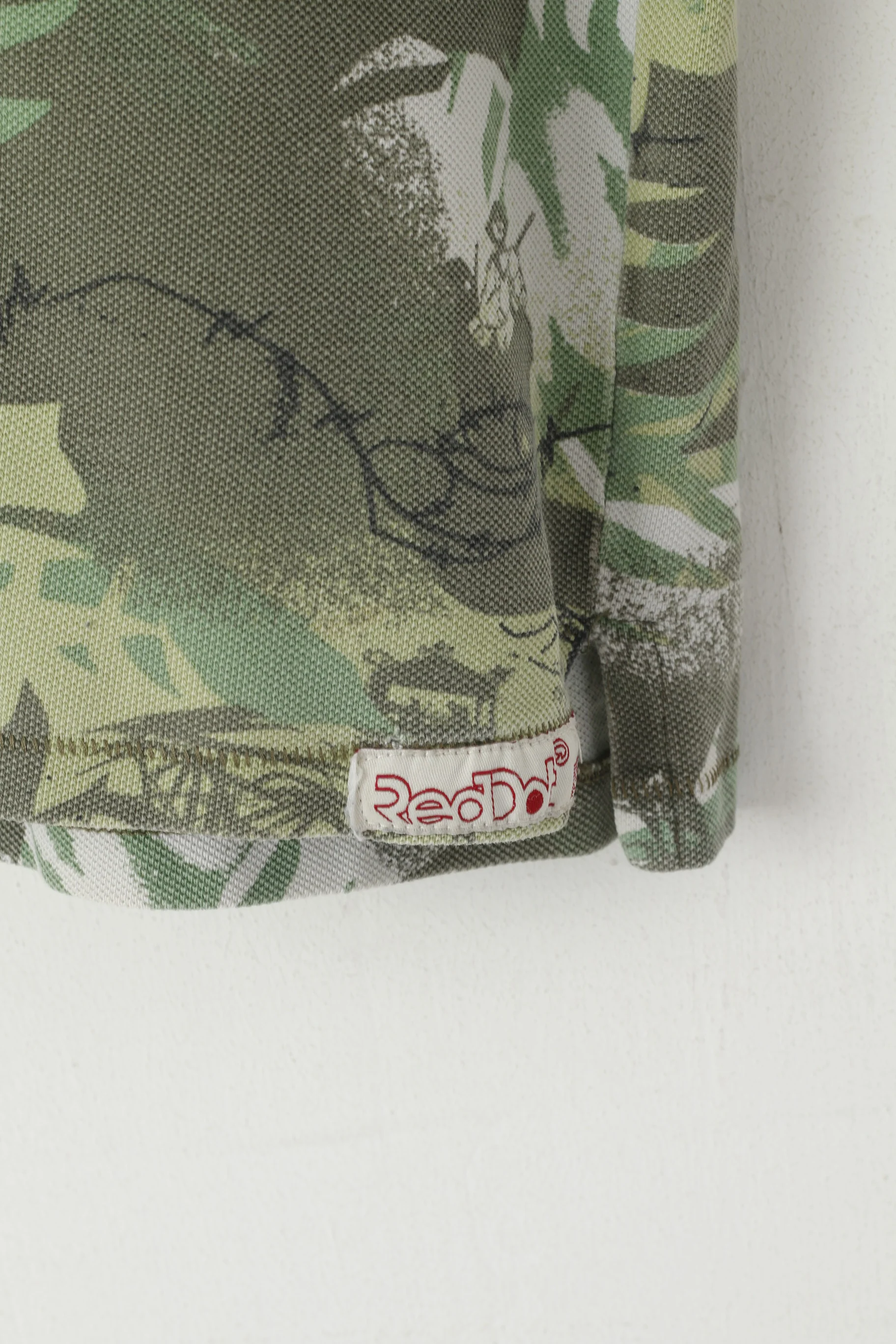 Red Dot Men S Polo Shirt Green Cotton Army Printed Short Sleeve Top - Image 3