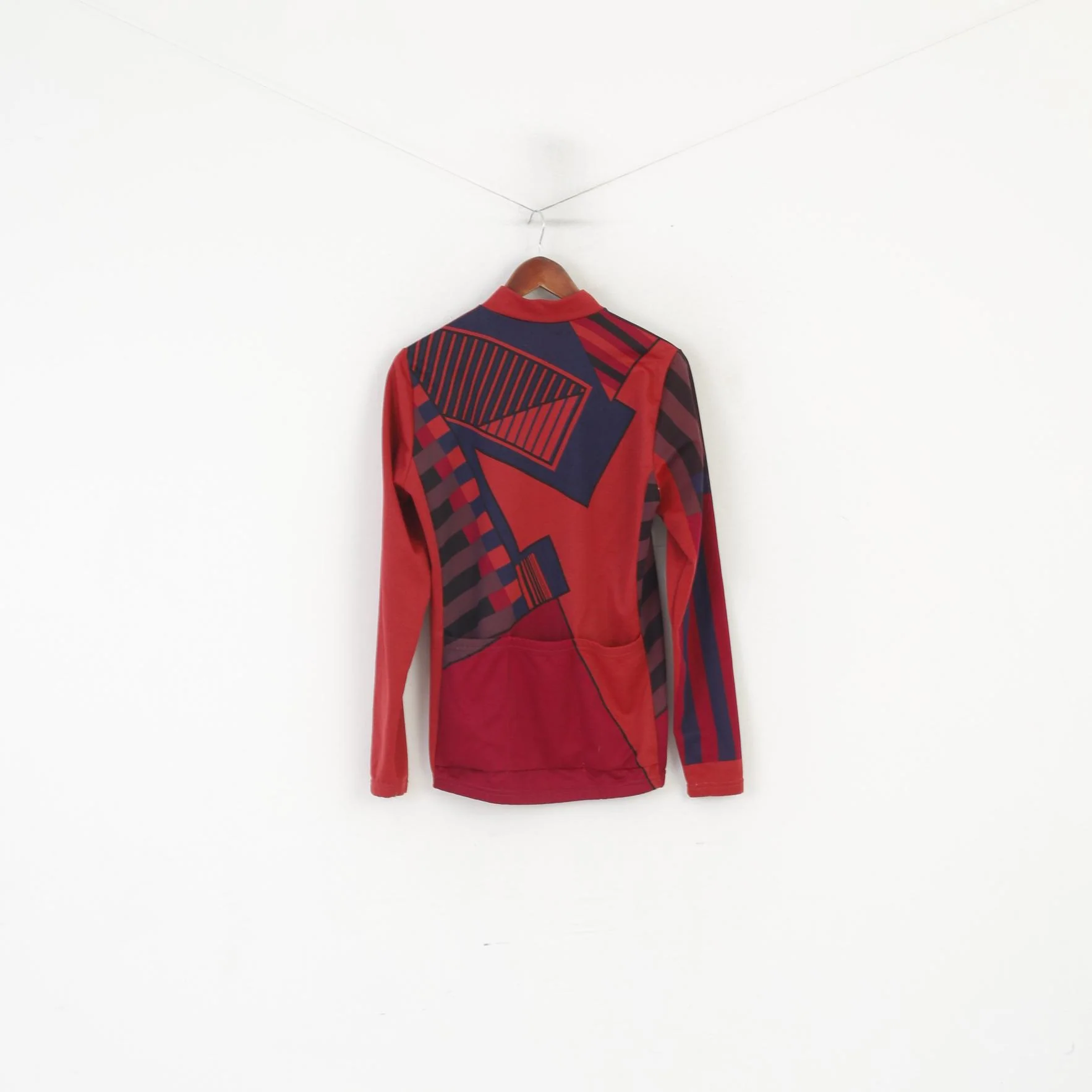 Santini Men L Cycling Shirt Maroon Vintage Italy Zip Neck Bike Wear Long SLeeve Top - Image 6