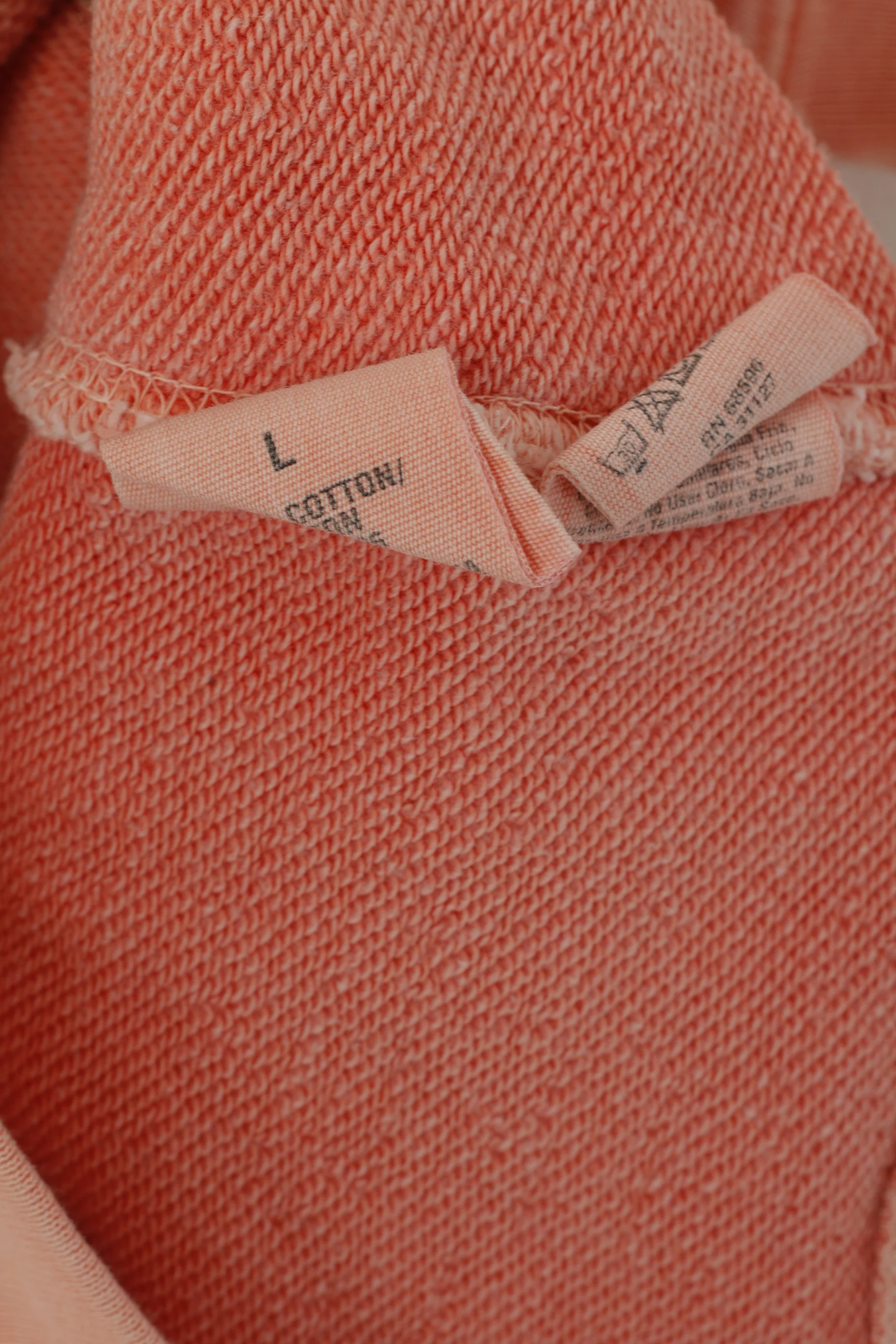 DKNY Jeans Women L (S) Shirt Peach Cotton Sweat Crew Neck Logo Top - Image 4