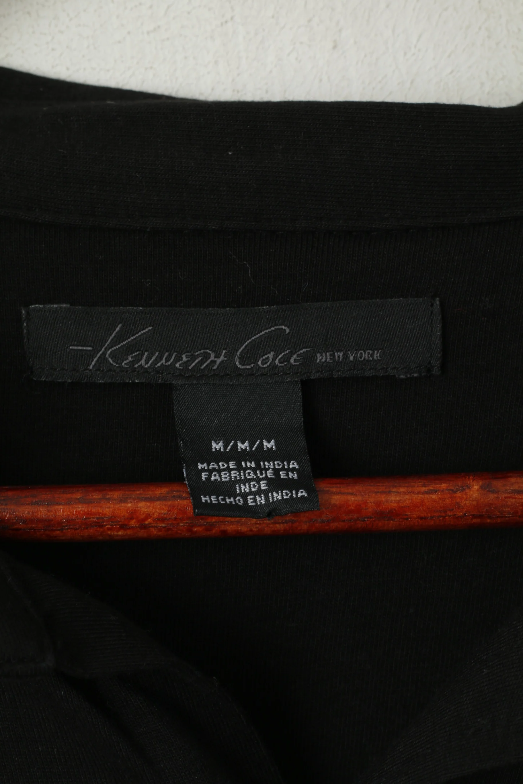 Kenneth Cole New York Men M Casual Shirt Black Cotton Modal Buttoned Plain Top - Image 4