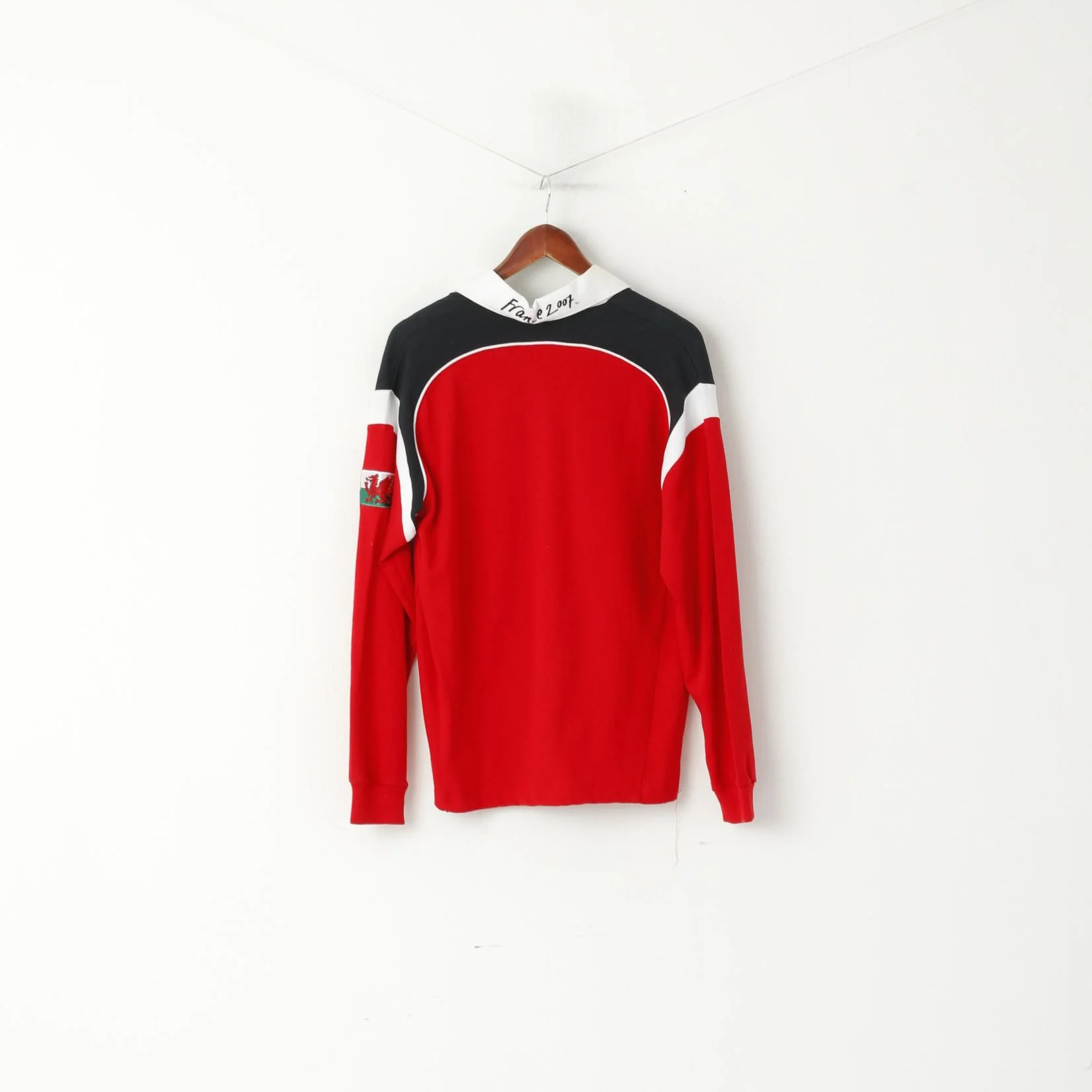 New Rugby World Cup 2007 Men S Polo Shirt Red Cotton France Long Sleeve Top - Image 6