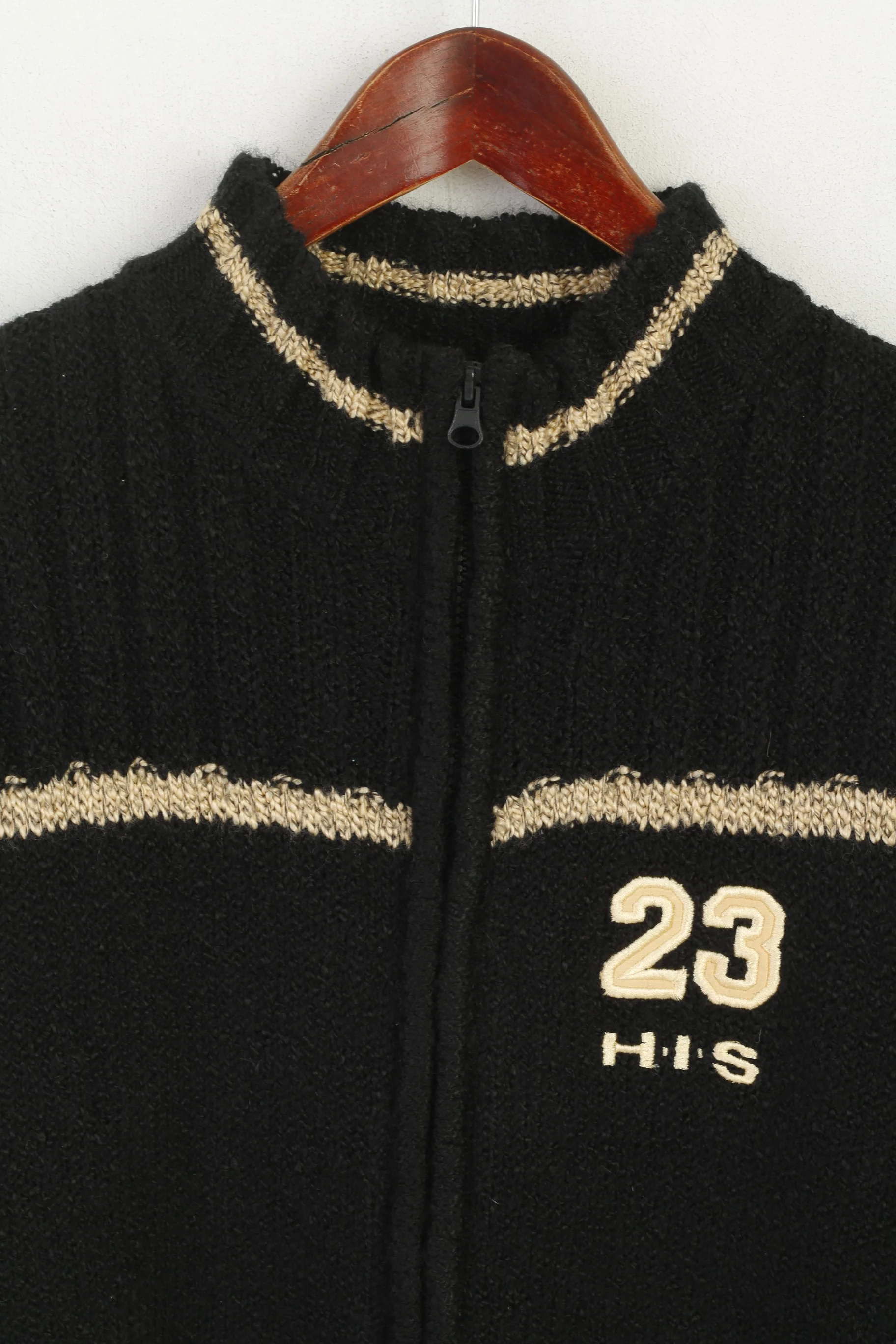 His Knit Women XL Cardigan Black Acrylic Vintage Full Zip Classic Sweater - Image 2