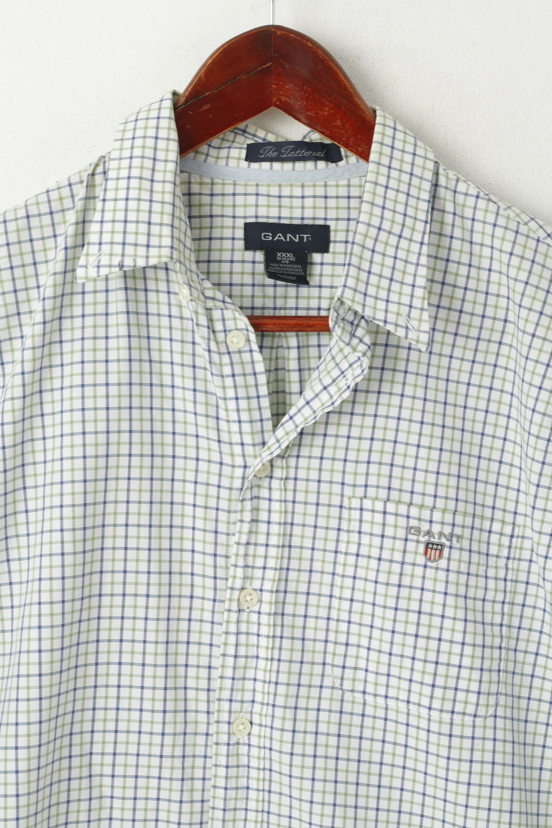 Gant Boys 15 Age Casual Shirt Green Cotton Tattersal Button Down Collar Long Sleeve Top - Image 2