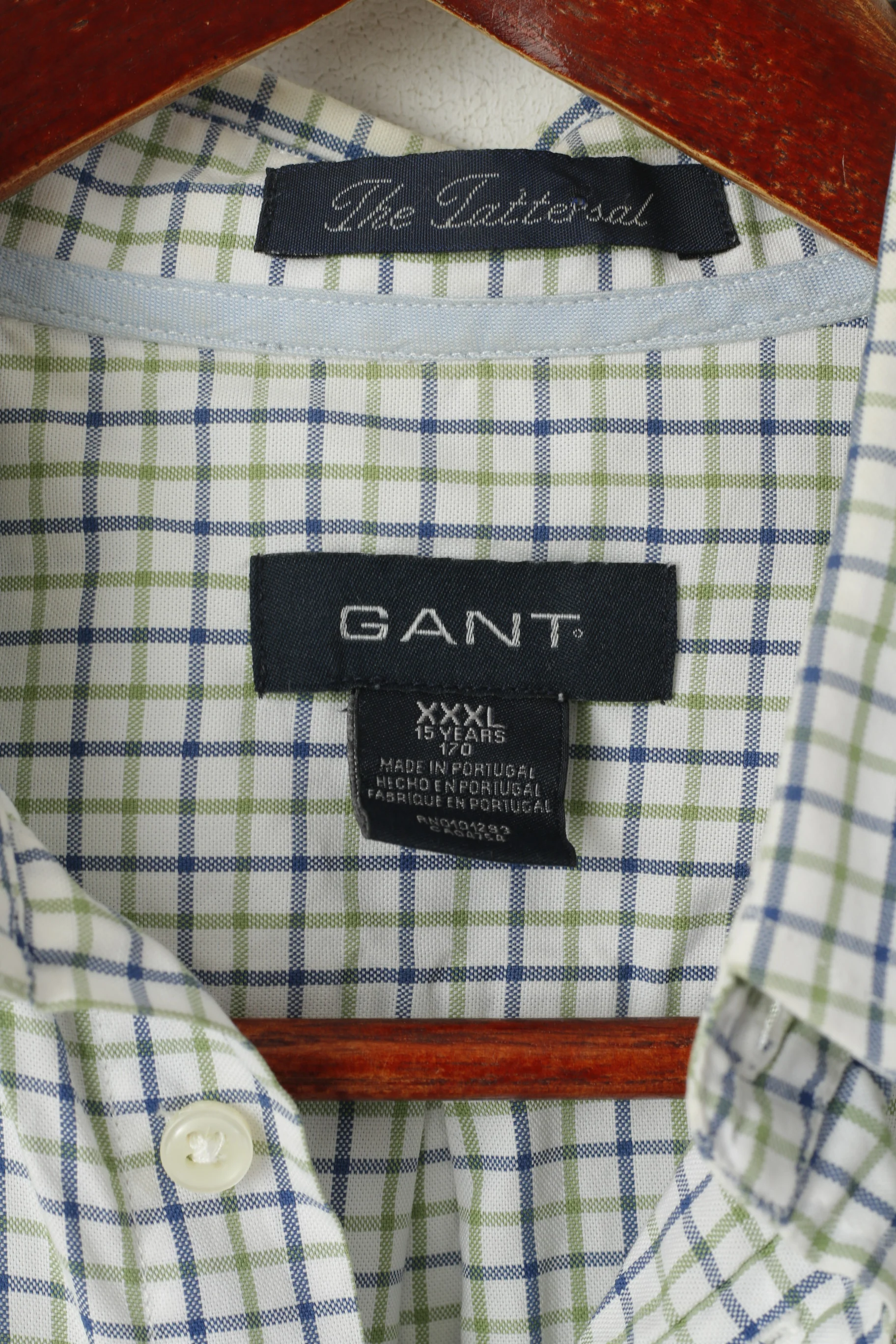 Gant Boys 15 Age Casual Shirt Green Cotton Tattersal Button Down Collar Long Sleeve Top - Image 4